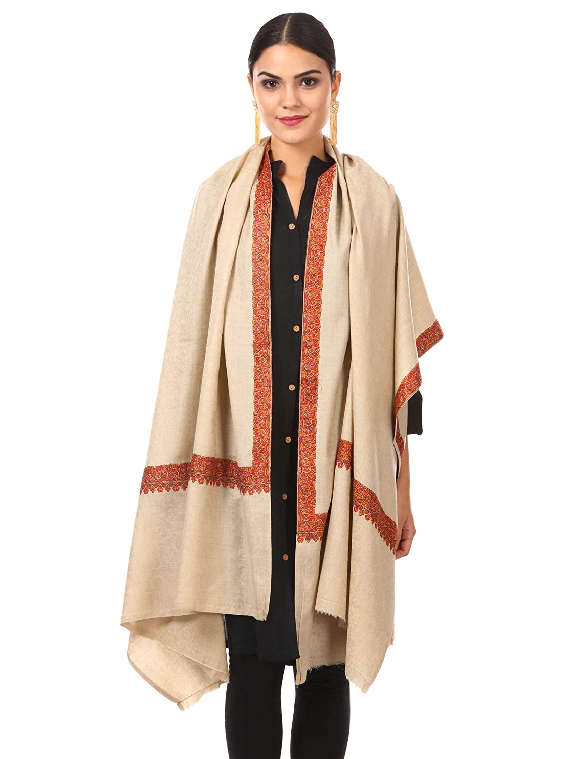 Pashtush Womens Papier-MâChé Embroidery With Intricate Needlework (Taupe)