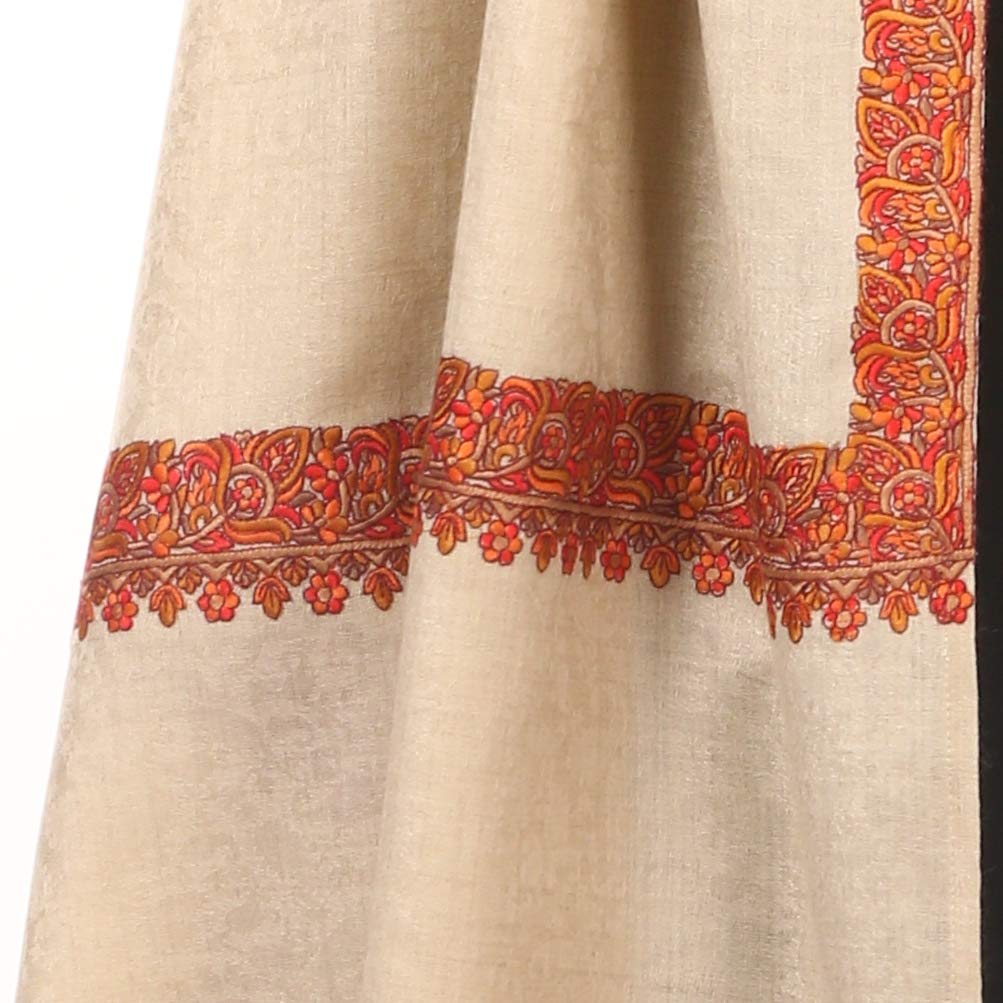 Pashtush Womens Papier-MâChé Embroidery With Intricate Needlework (Taupe)