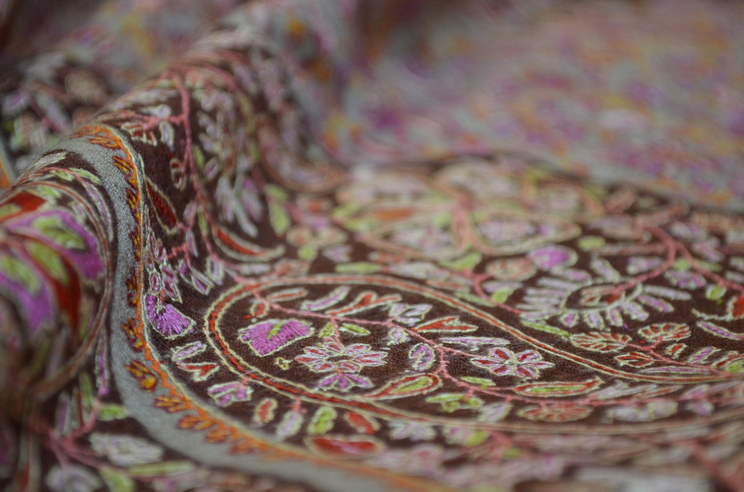 Pashtush India Womens Shawls Pashtush Womens Pashmina, Hand Embroidered Papier-mâché Shawl, With Intricate Resham Threadword