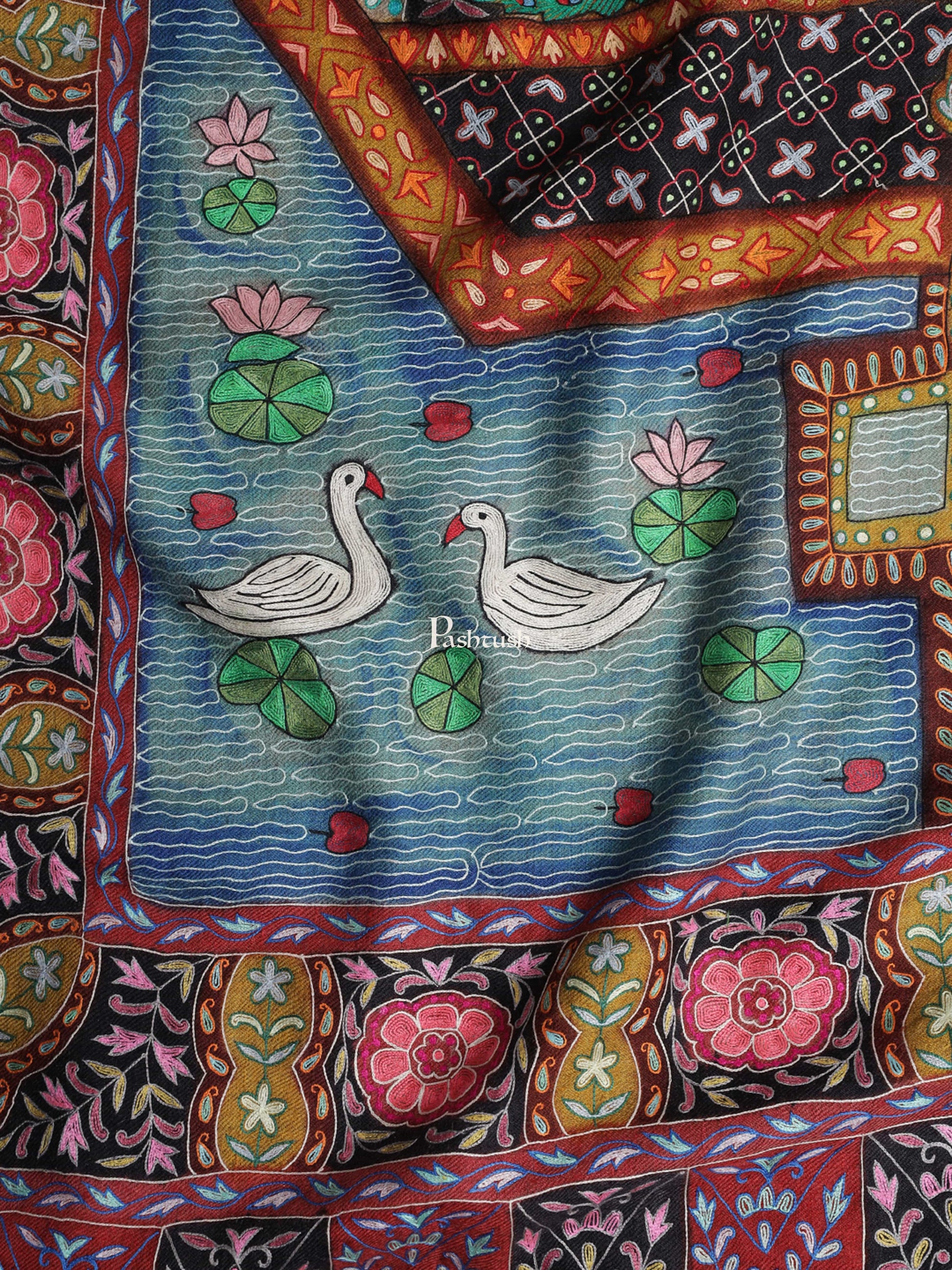 Pashtush India Womens Shawls Pashtush Womens Pashmina Handmade Kalamkari Shawl, Multicoloured