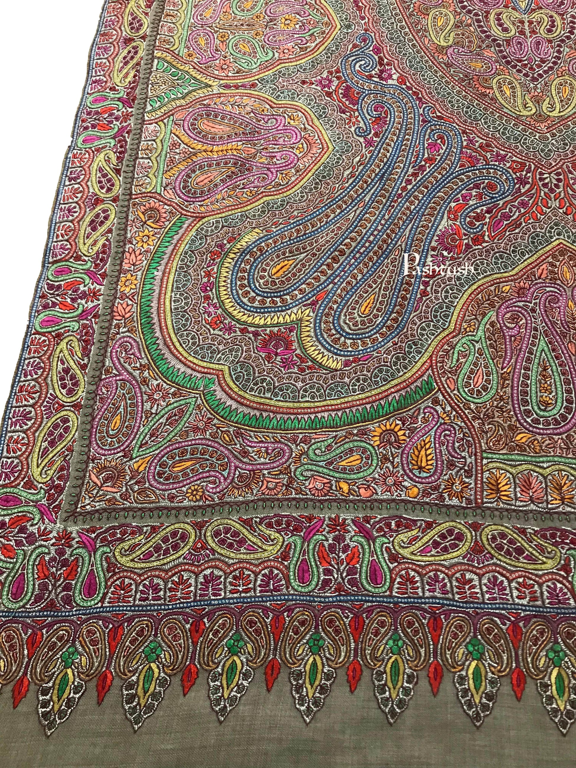 Pashtush India Womens Shawls Pashtush Womens Pashmina Shawl, Handwoven with Sozni Hand Embroidery