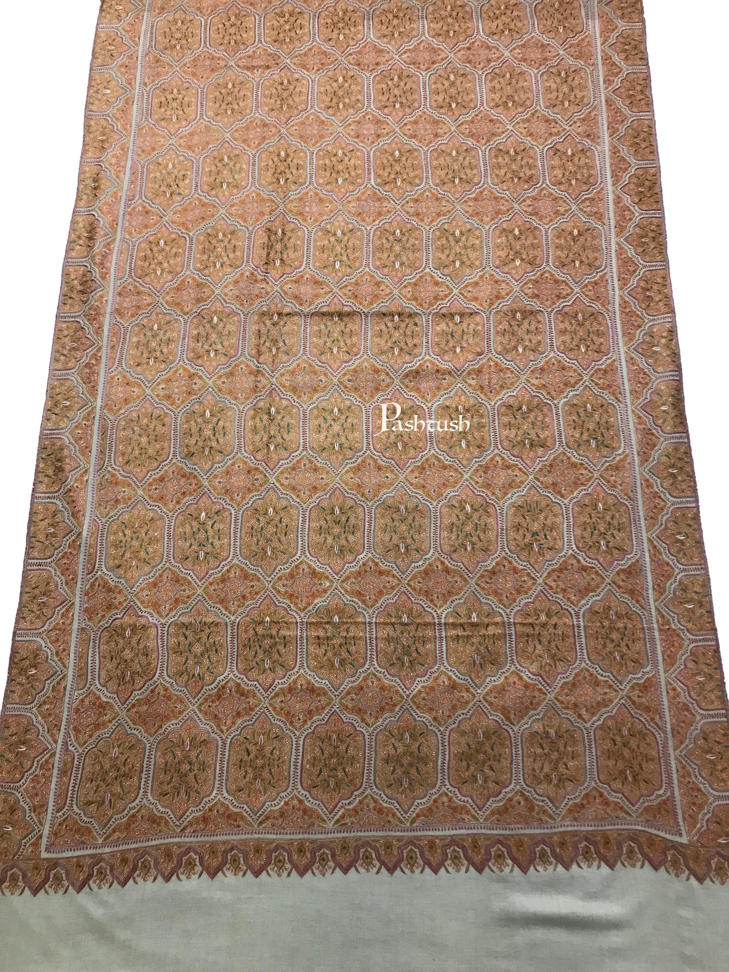 Pashtush India Womens Shawls Pashtush Womens Pashmina Shawl, Handwoven with Sozni Hand Embroidery