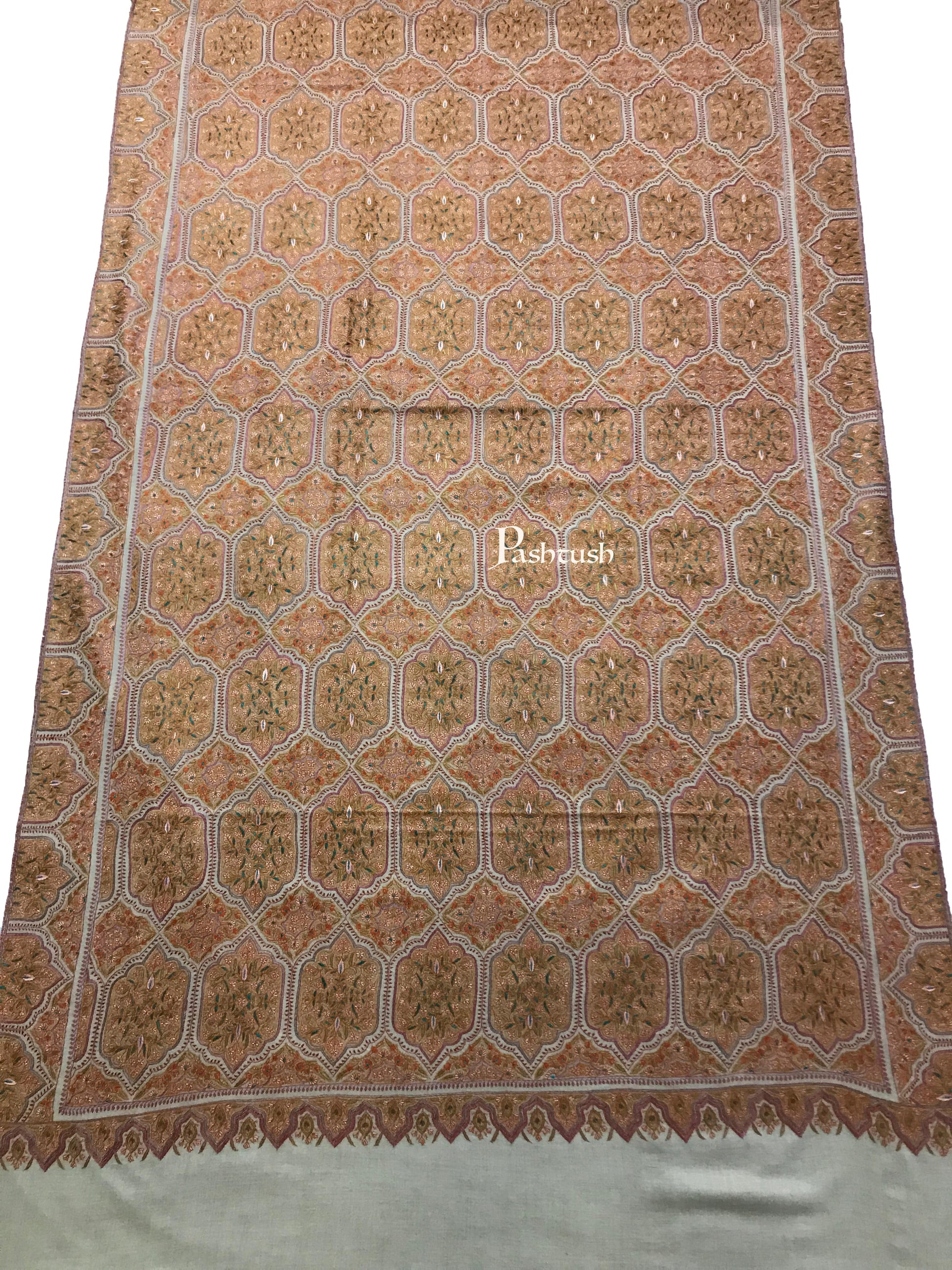 Pashtush India Womens Shawls Pashtush Womens Pashmina Shawl, Handwoven with Sozni Hand Embroidery