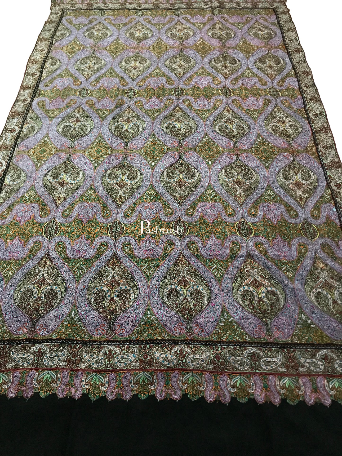 Pashtush India Womens Shawls Pashtush Womens Pashmina Shawl, Handwoven with Sozni Hand Embroidery