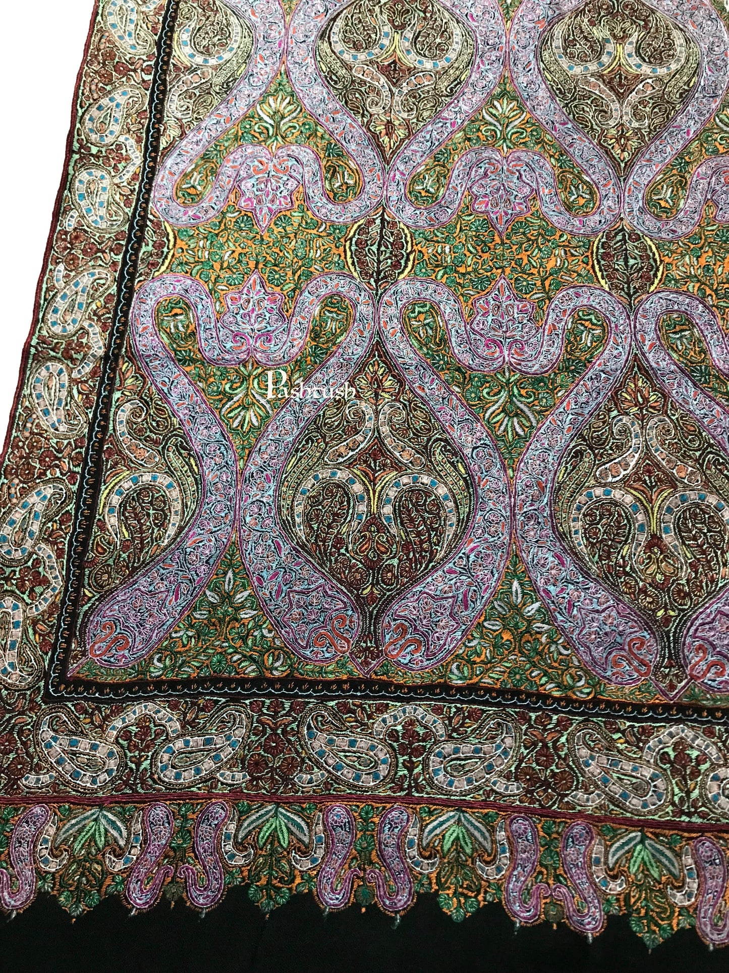 Pashtush India Womens Shawls Pashtush Womens Pashmina Shawl, Handwoven with Sozni Hand Embroidery