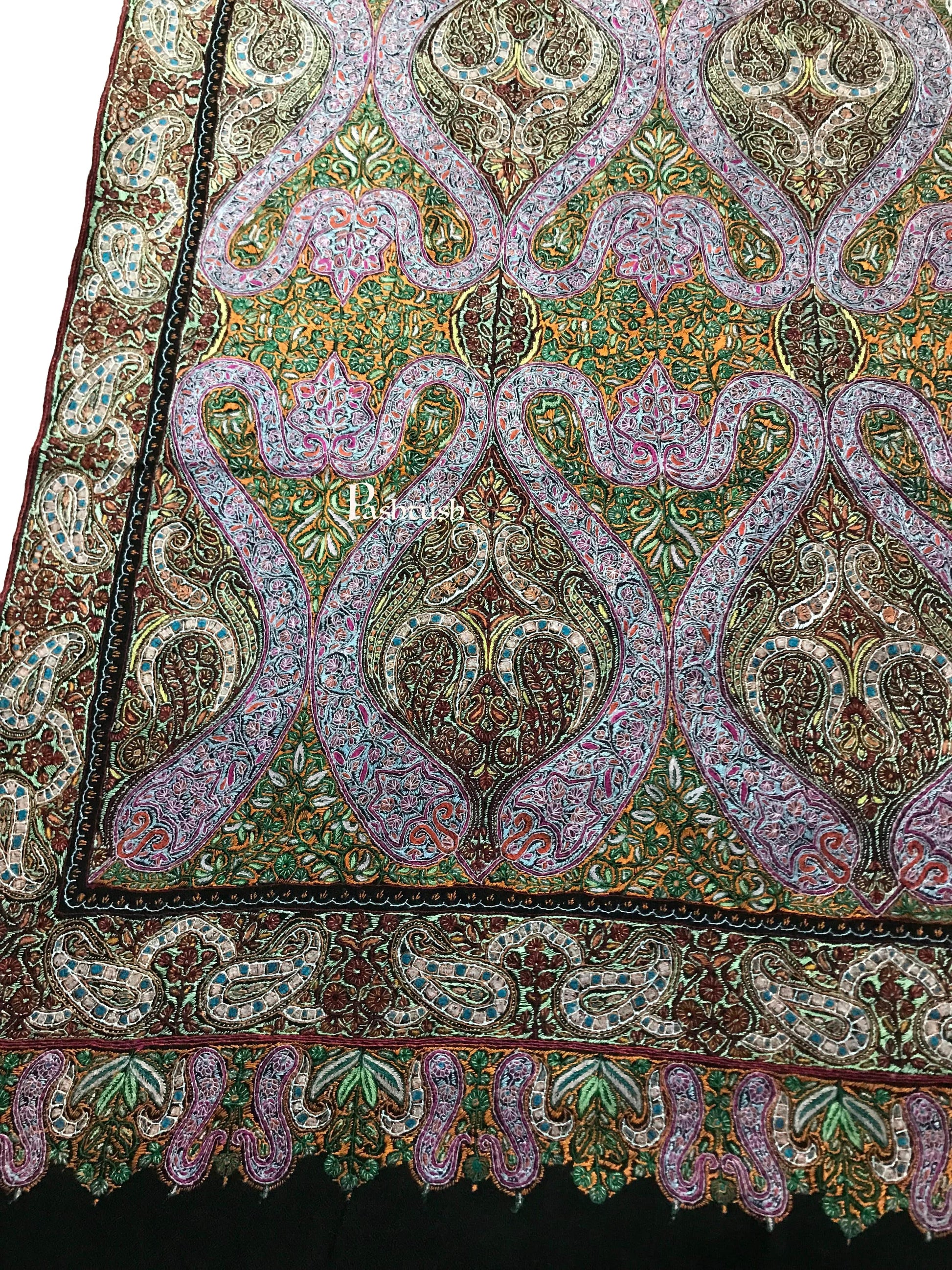 Pashtush India Womens Shawls Pashtush Womens Pashmina Shawl, Handwoven with Sozni Hand Embroidery
