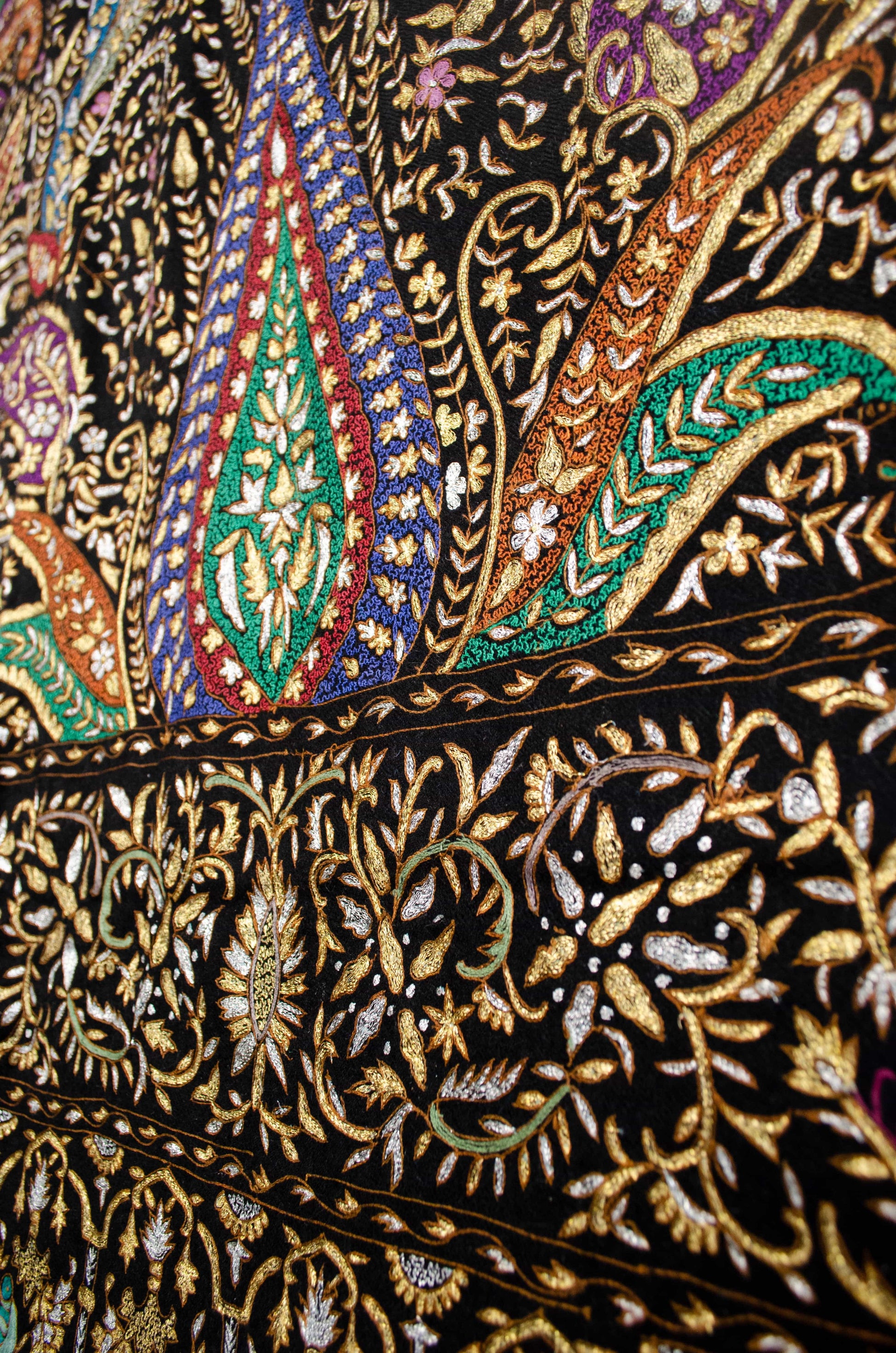 Pashtush India Womens Shawls PASHTUSH WOMENS PASHMINA SHAWL, KASHMIRI TILLA WORK, HANDLOOM, MULTICOLOURED