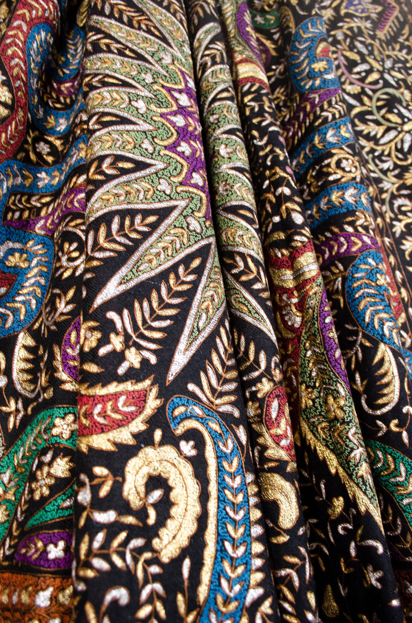 Pashtush India Womens Shawls PASHTUSH WOMENS PASHMINA SHAWL, KASHMIRI TILLA WORK, HANDLOOM, MULTICOLOURED