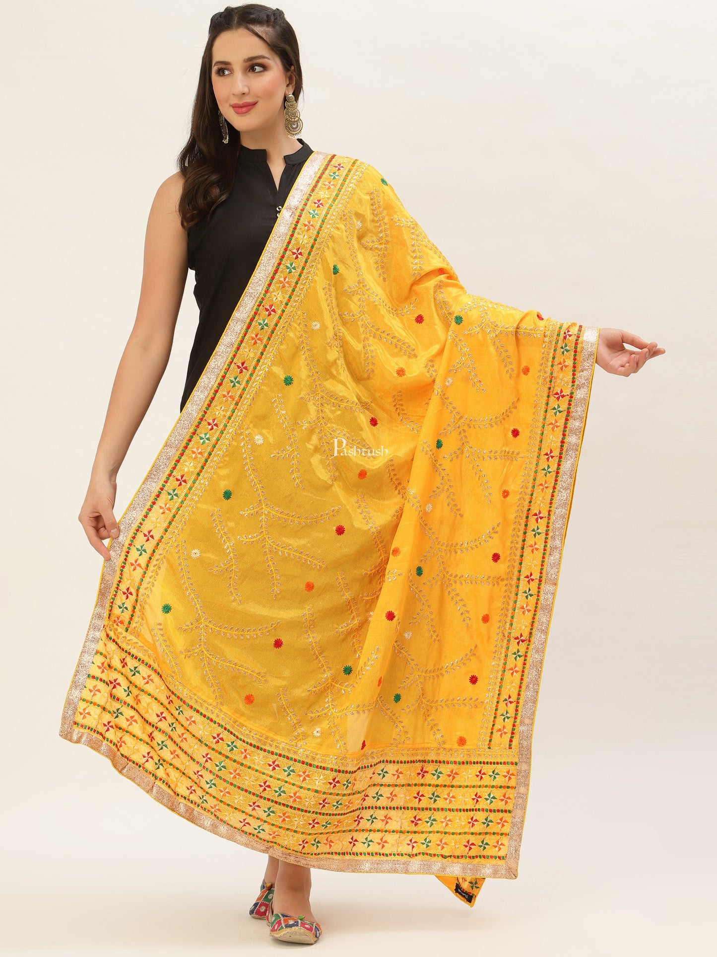 Pashtush India Pashtush Womens Phulkari Dupatta