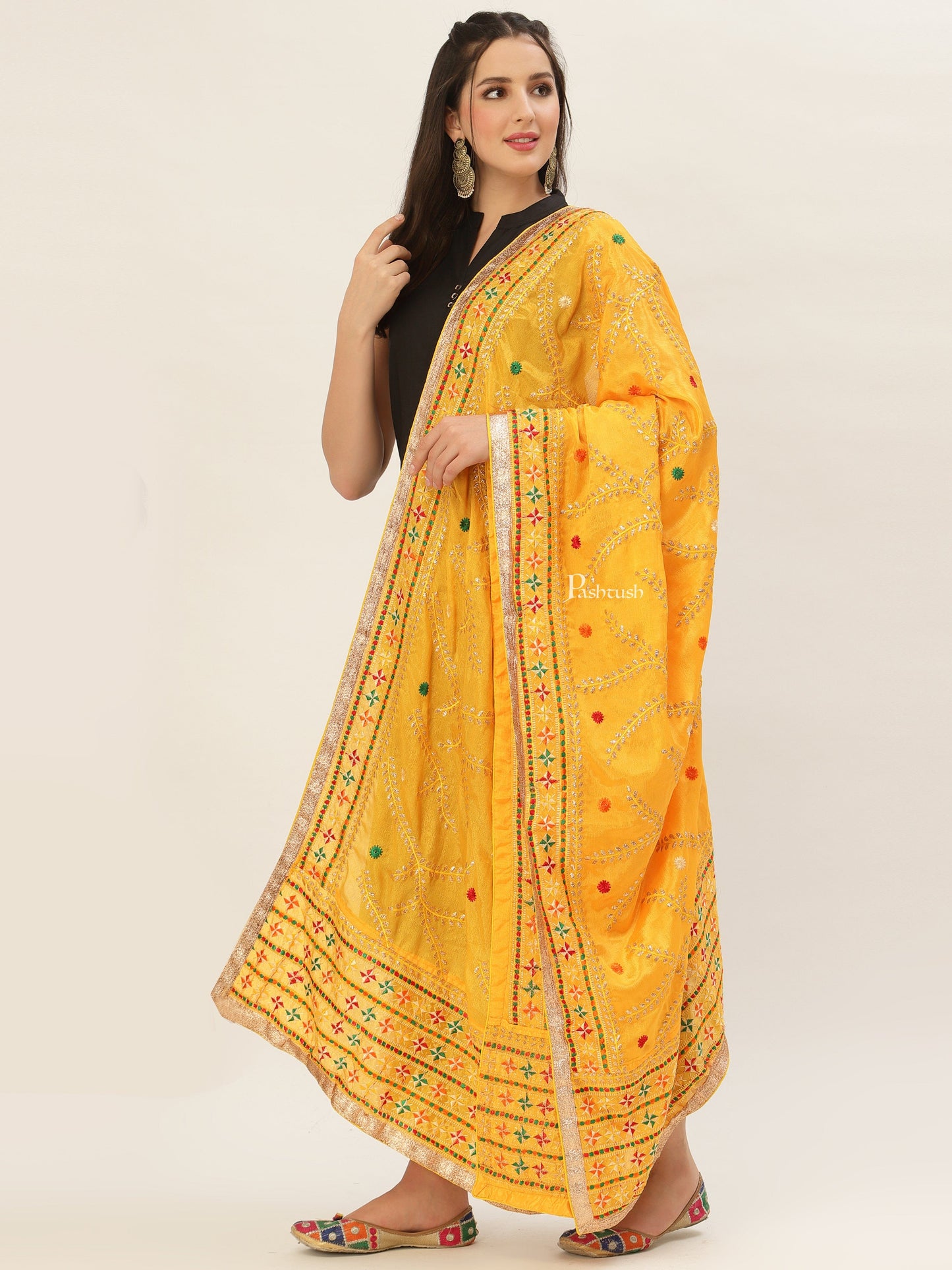 Pashtush India Pashtush Womens Phulkari Dupatta