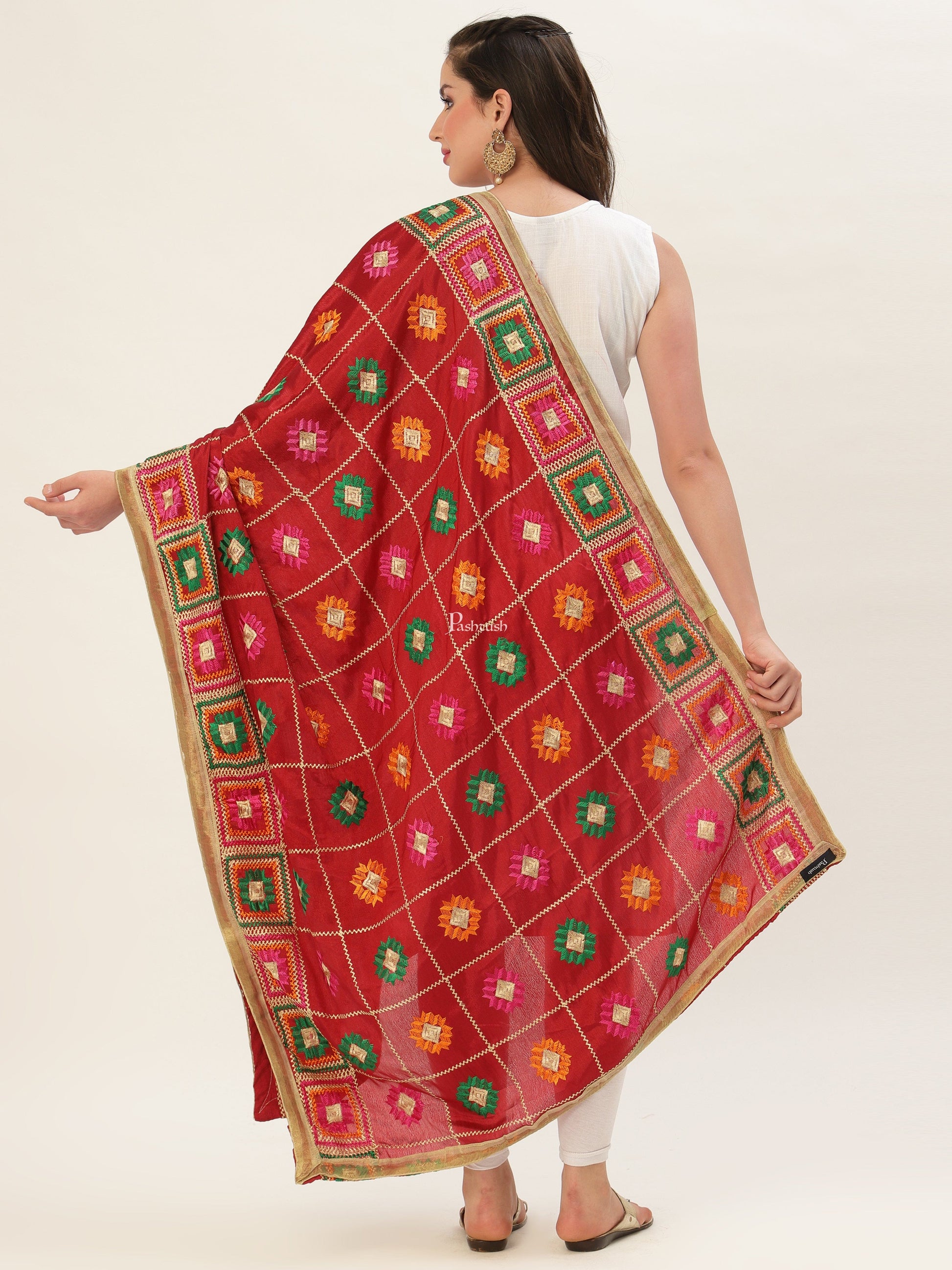 Pashtush India Pashtush Womens Phulkari Dupatta