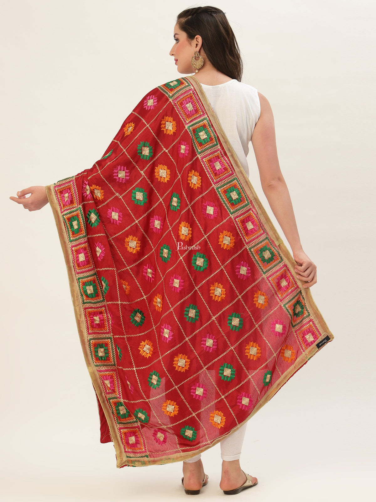 Pashtush India Pashtush Womens Phulkari Dupatta