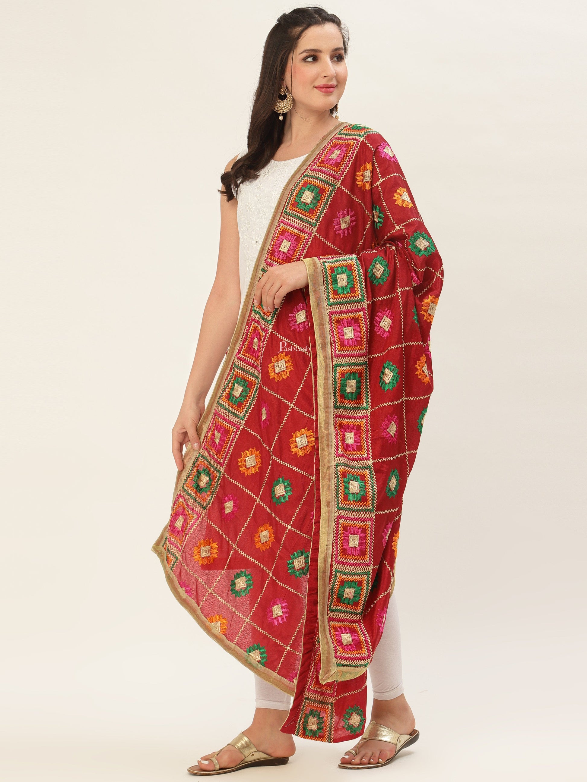 Pashtush India Pashtush Womens Phulkari Dupatta