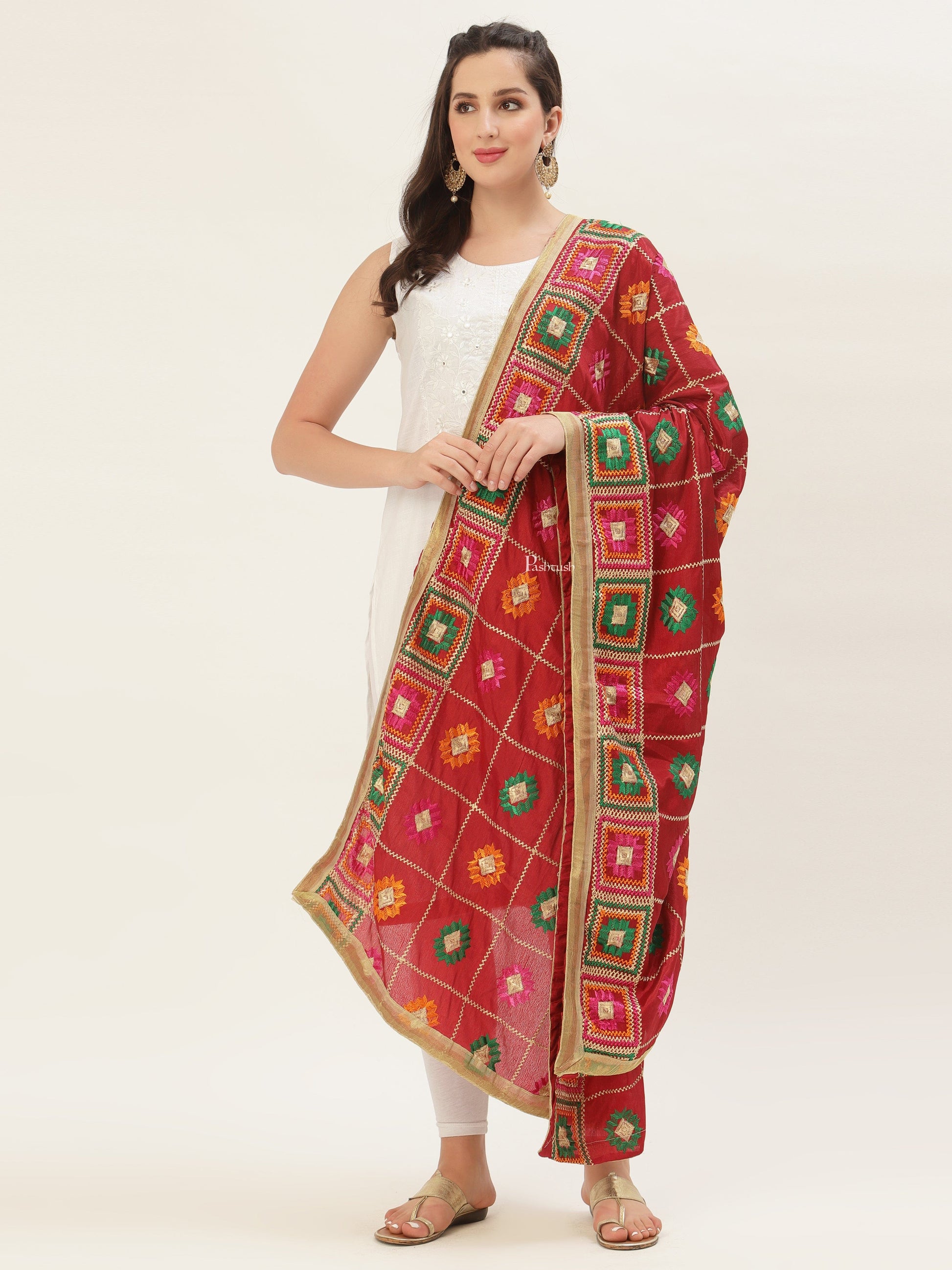Pashtush India Pashtush Womens Phulkari Dupatta