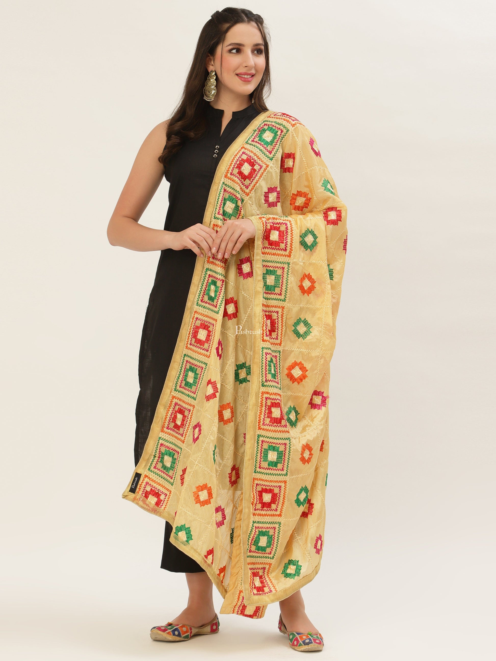 Pashtush India Pashtush Womens Phulkari Dupatta
