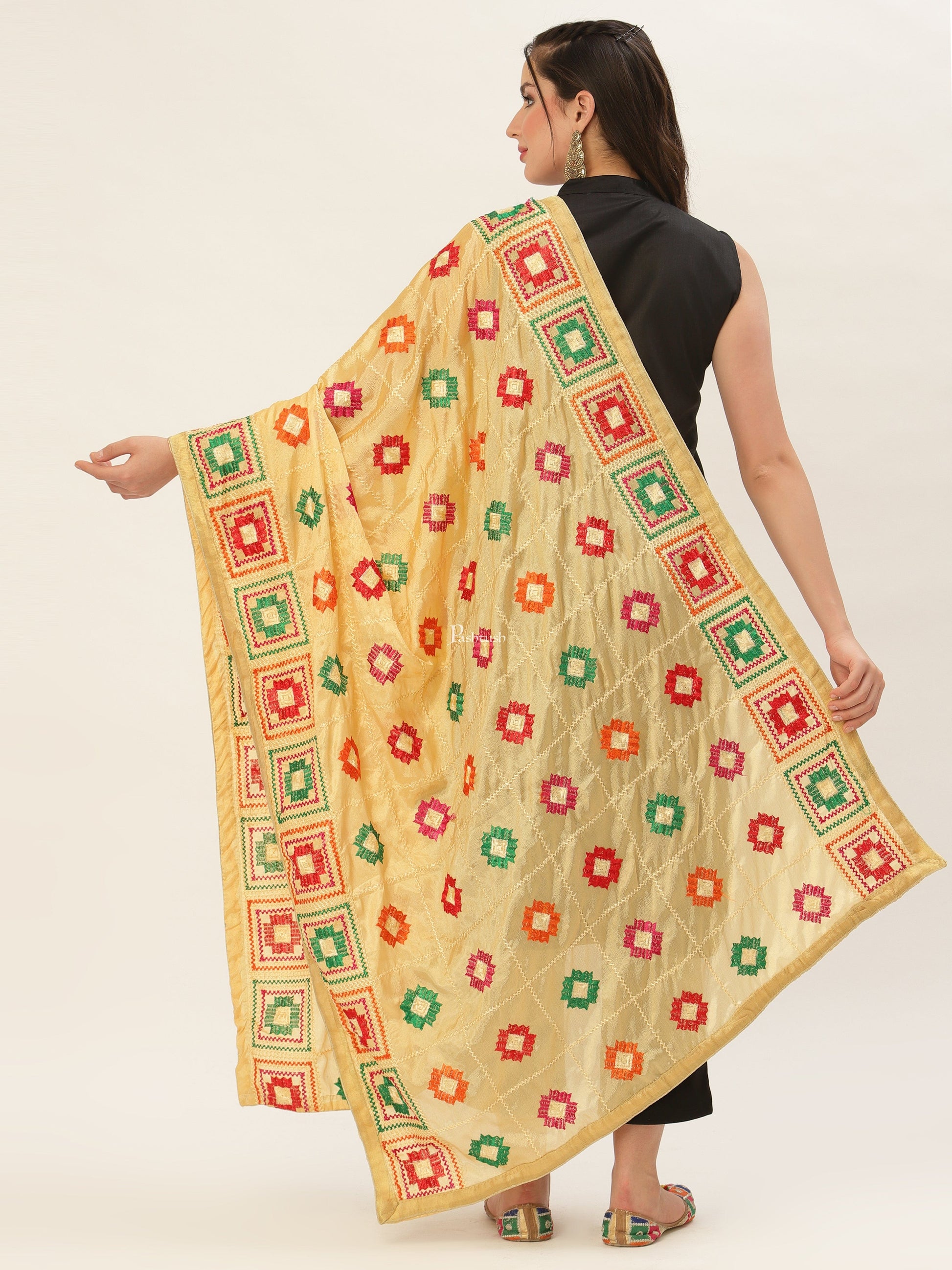 Pashtush India Pashtush Womens Phulkari Dupatta