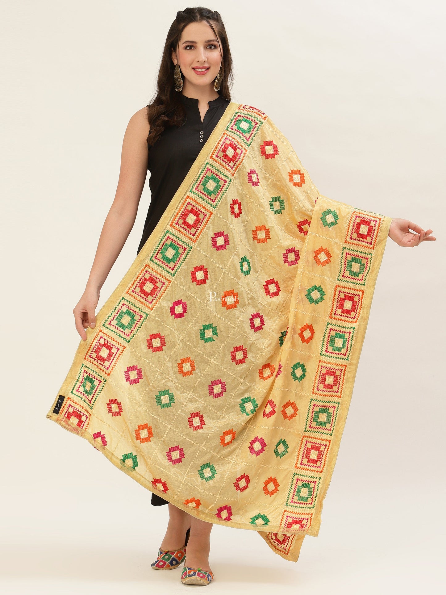 Pashtush India Pashtush Womens Phulkari Dupatta