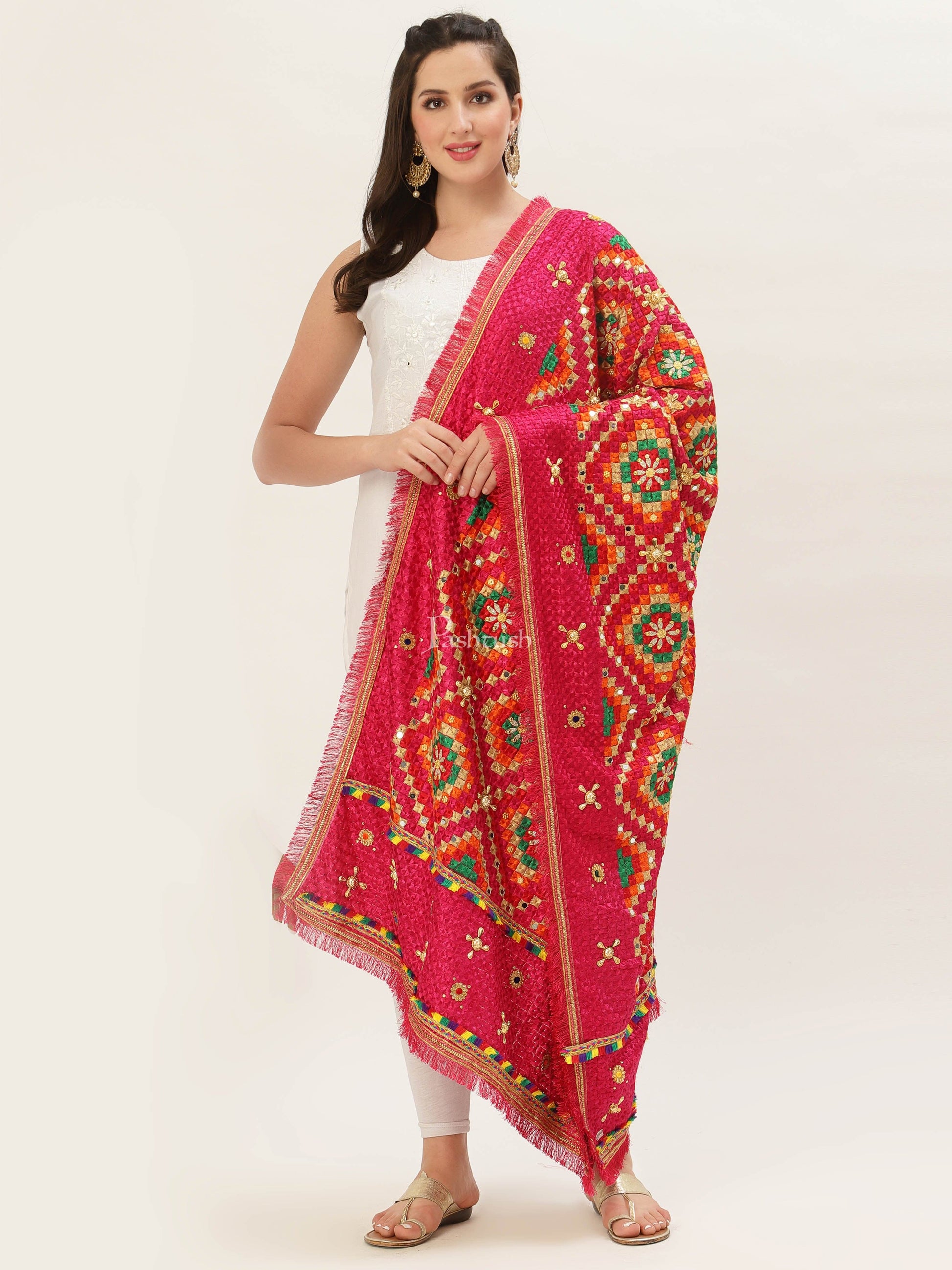 Pashtush India Womens Dupatta Pashtush Womens Phulkari Dupatta