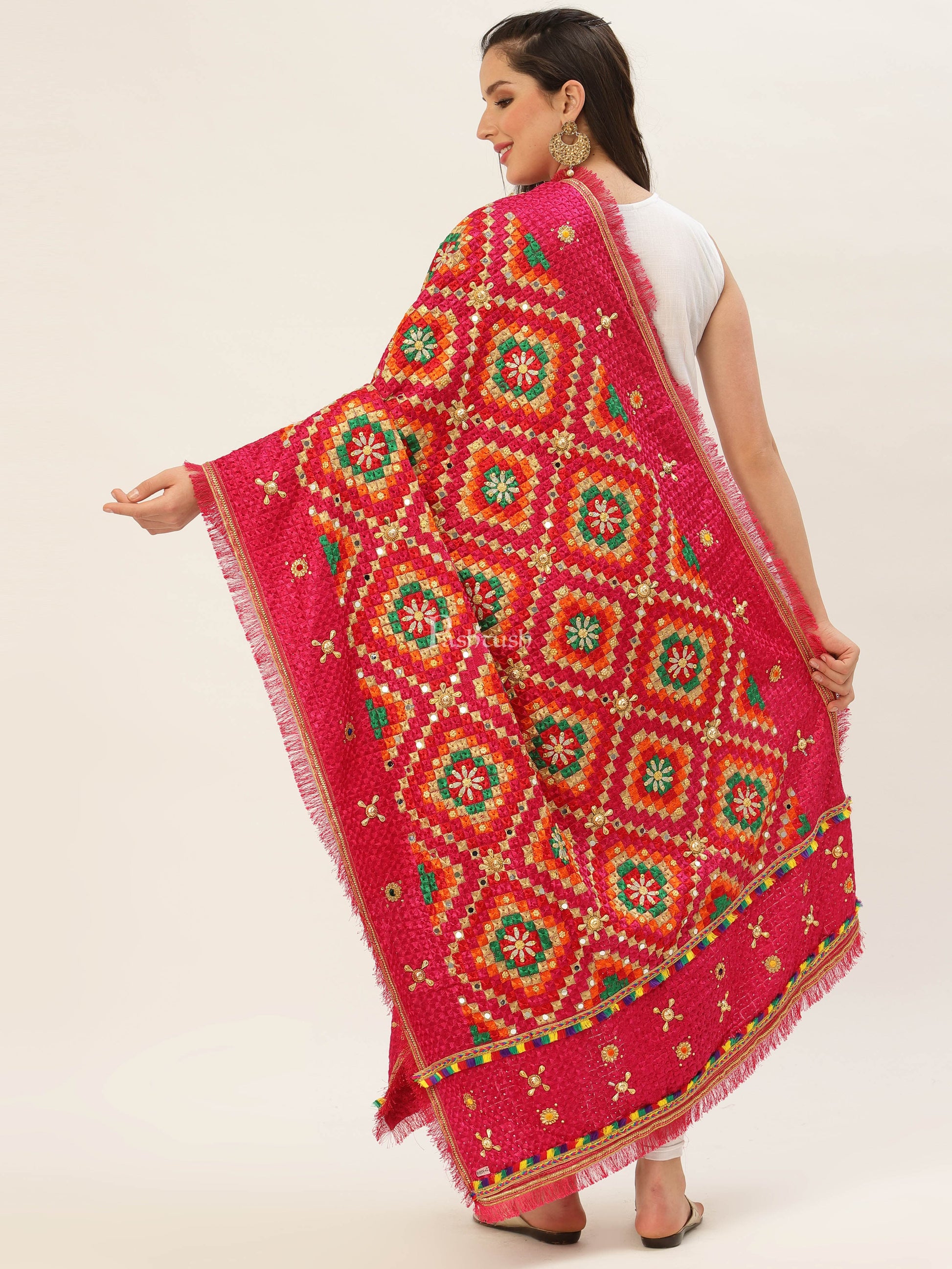 Pashtush India Womens Dupatta Pashtush Womens Phulkari Dupatta