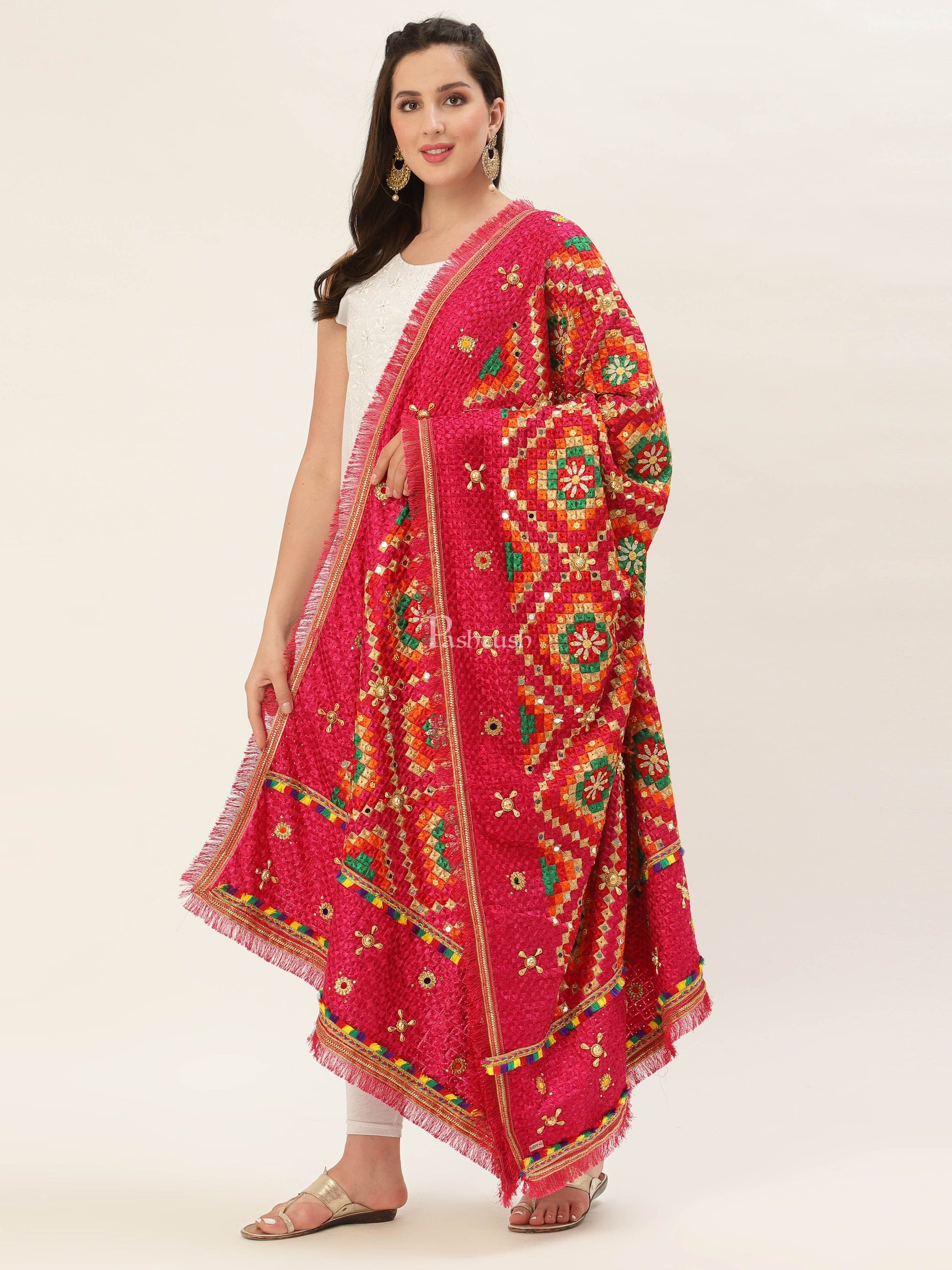 Pashtush India Womens Dupatta Pashtush Womens Phulkari Dupatta