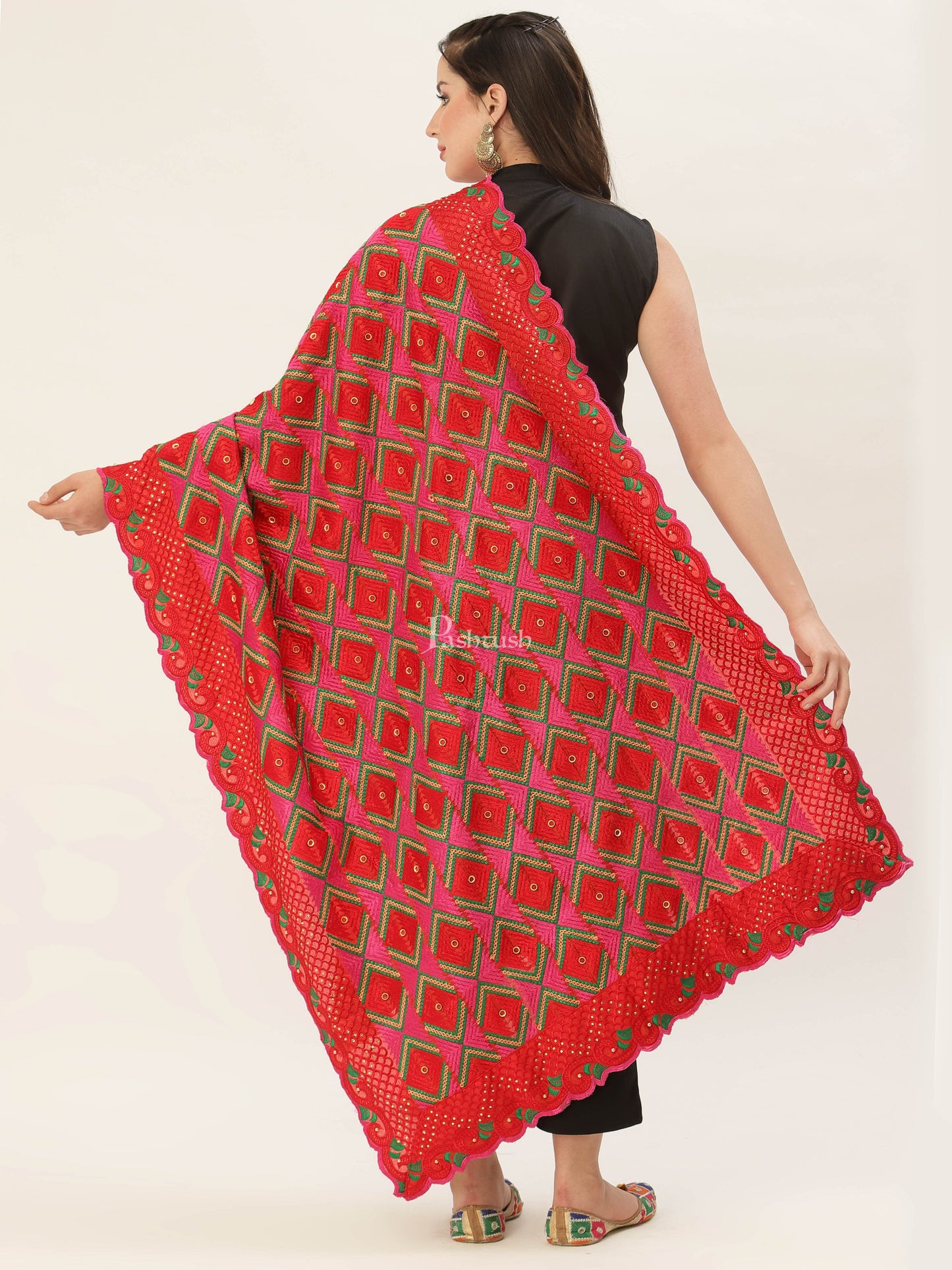 Pashtush India Womens Dupatta Pashtush Womens Phulkari Dupatta