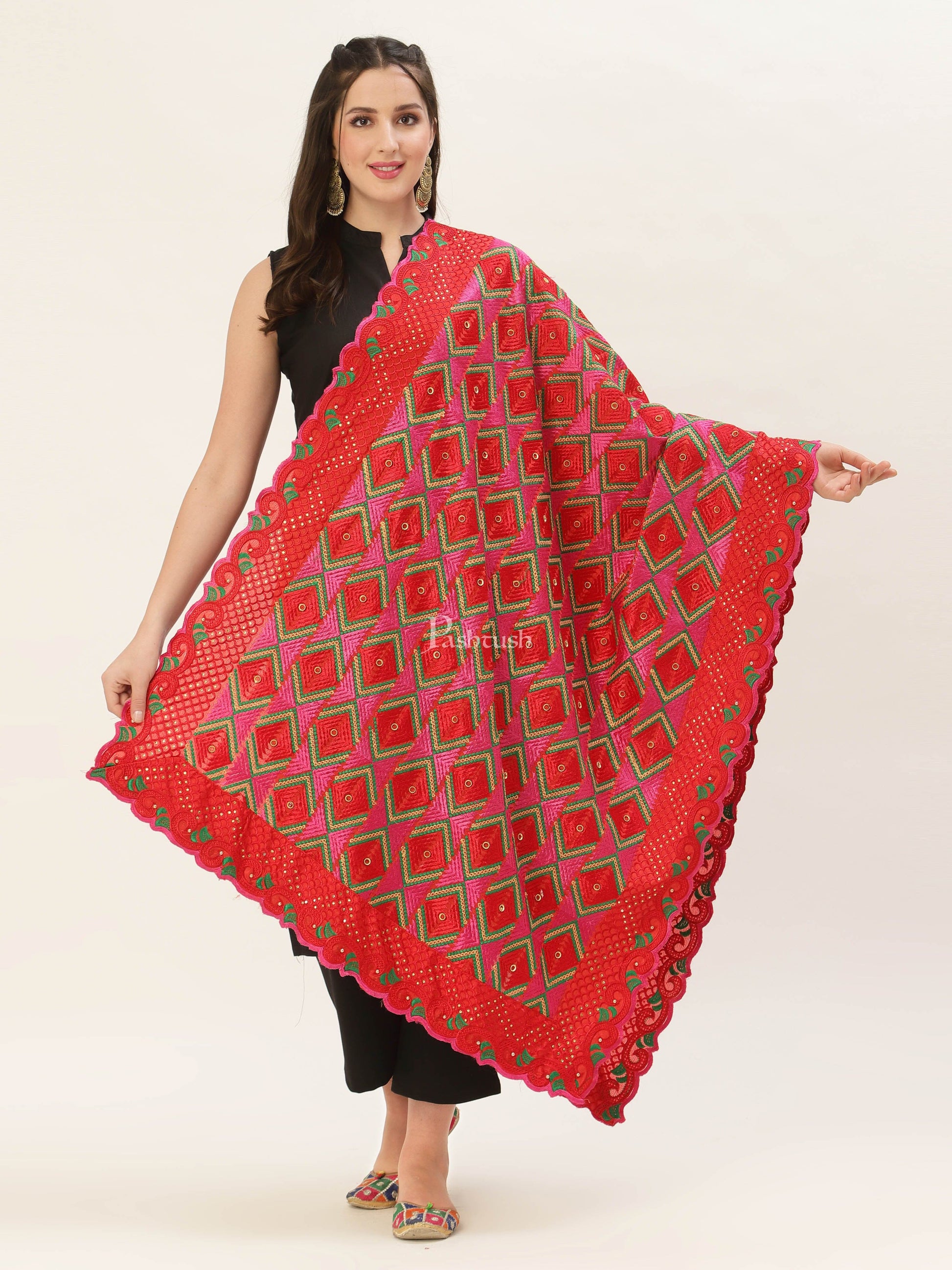 Pashtush India Womens Dupatta Pashtush Womens Phulkari Dupatta