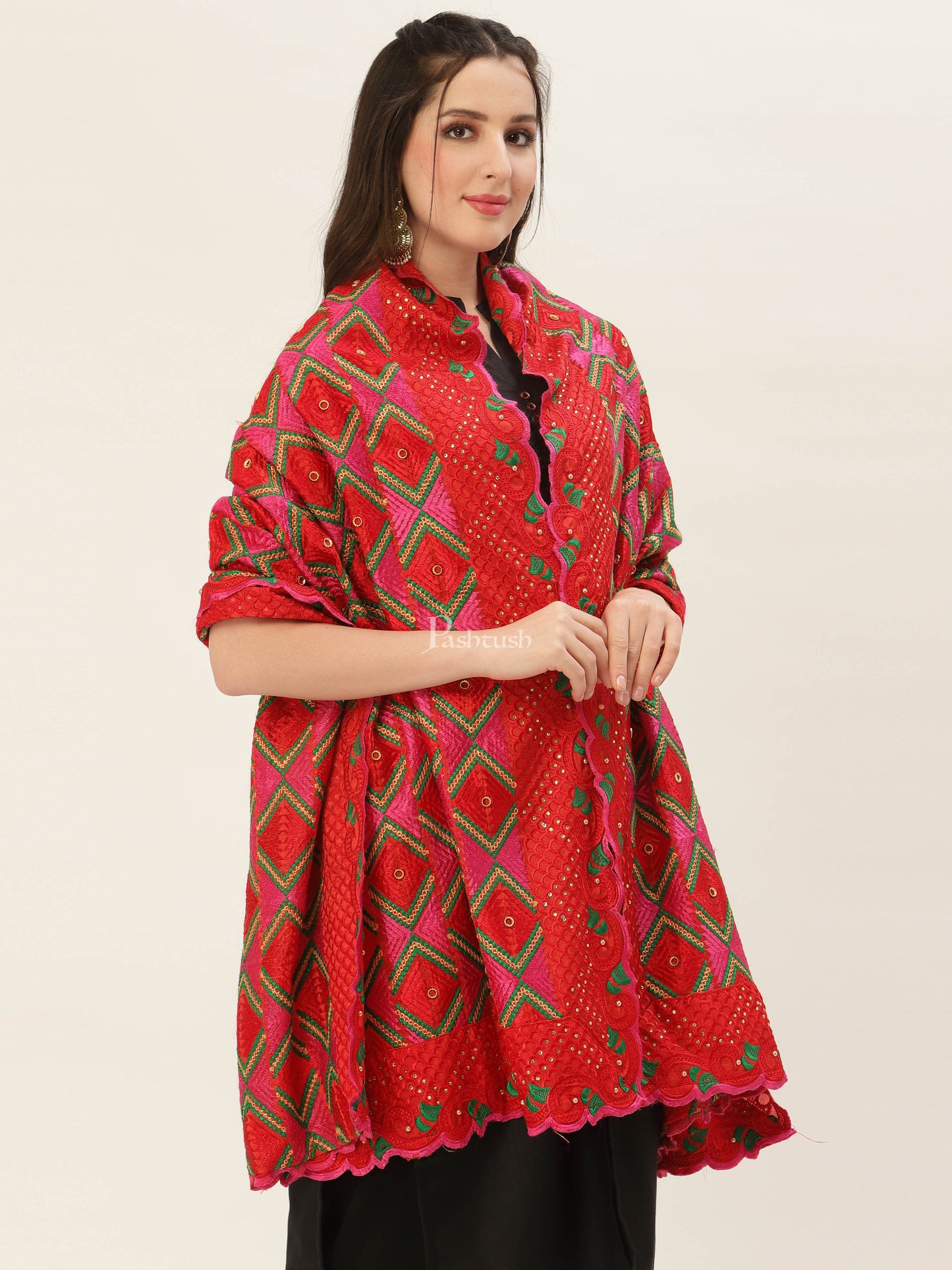 Pashtush India Womens Dupatta Pashtush Womens Phulkari Dupatta