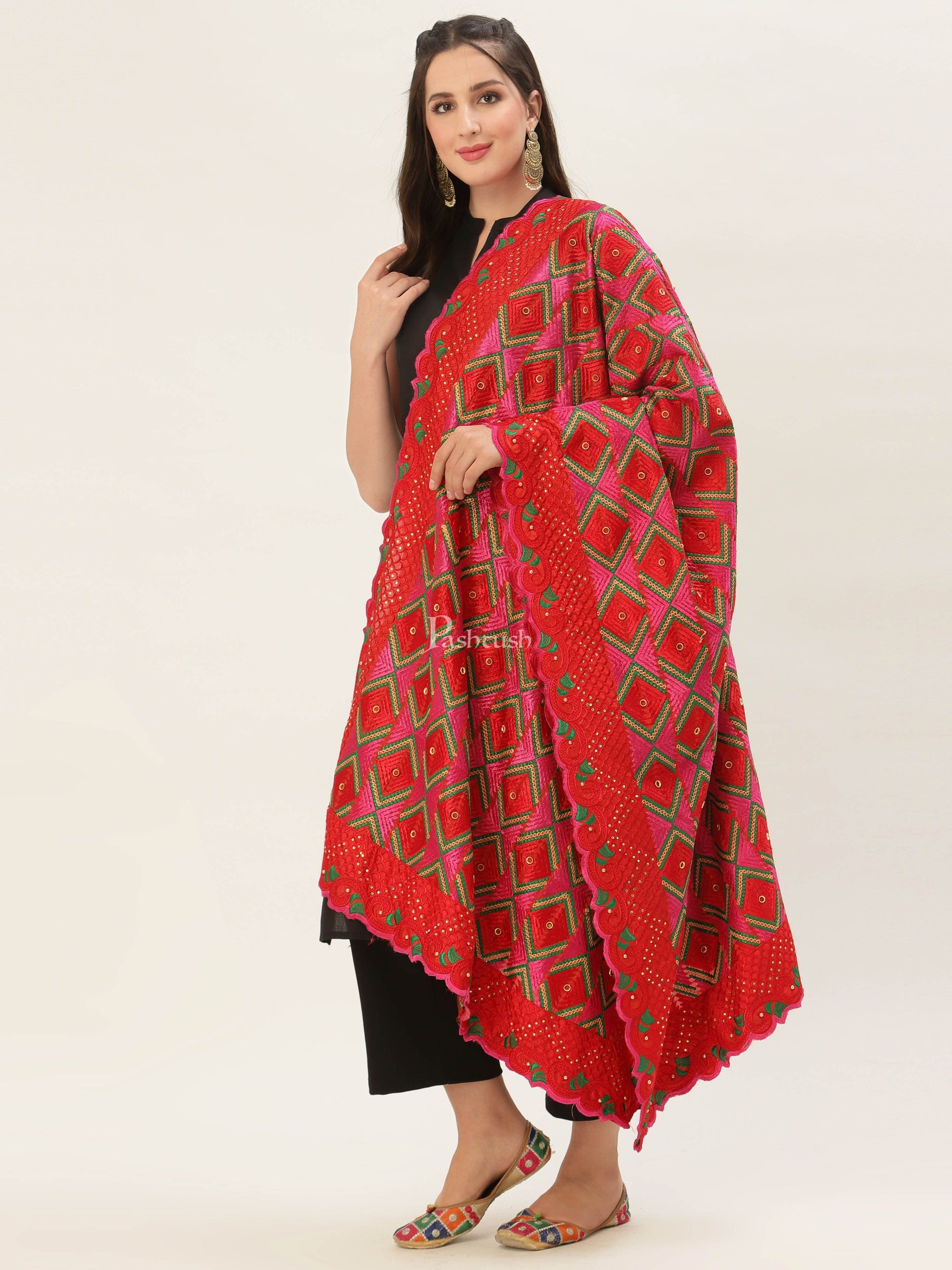Pashtush India Womens Dupatta Pashtush Womens Phulkari Dupatta