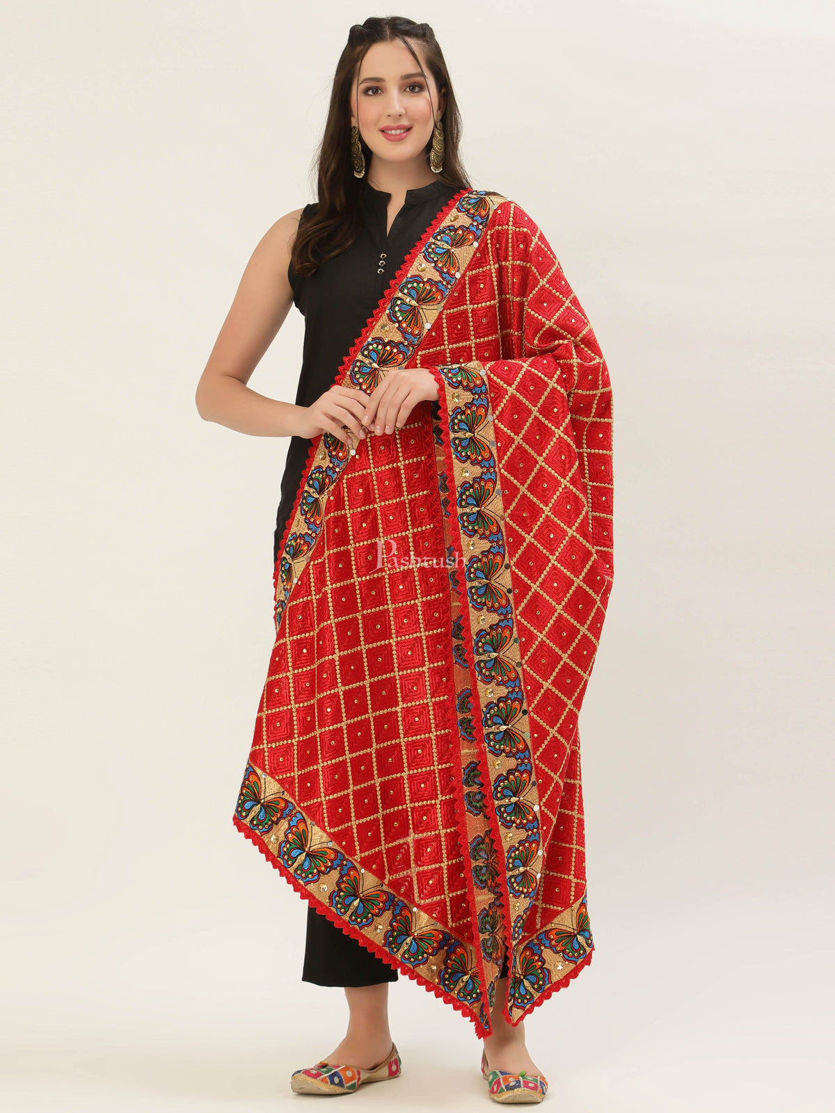 Pashtush India Womens Dupatta Pashtush Womens Phulkari Dupatta