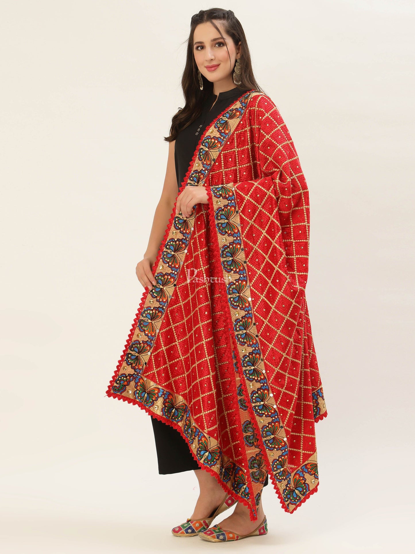 Pashtush India Womens Dupatta Pashtush Womens Phulkari Dupatta