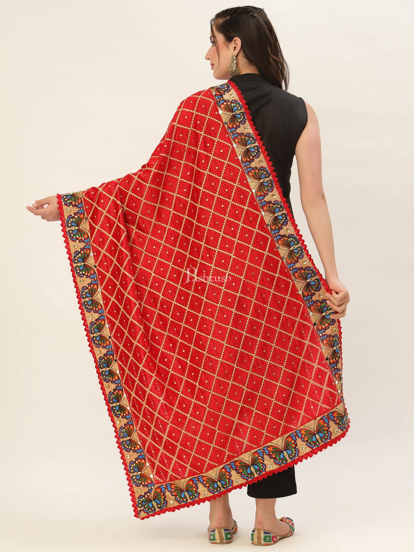Pashtush India Womens Dupatta Pashtush Womens Phulkari Dupatta