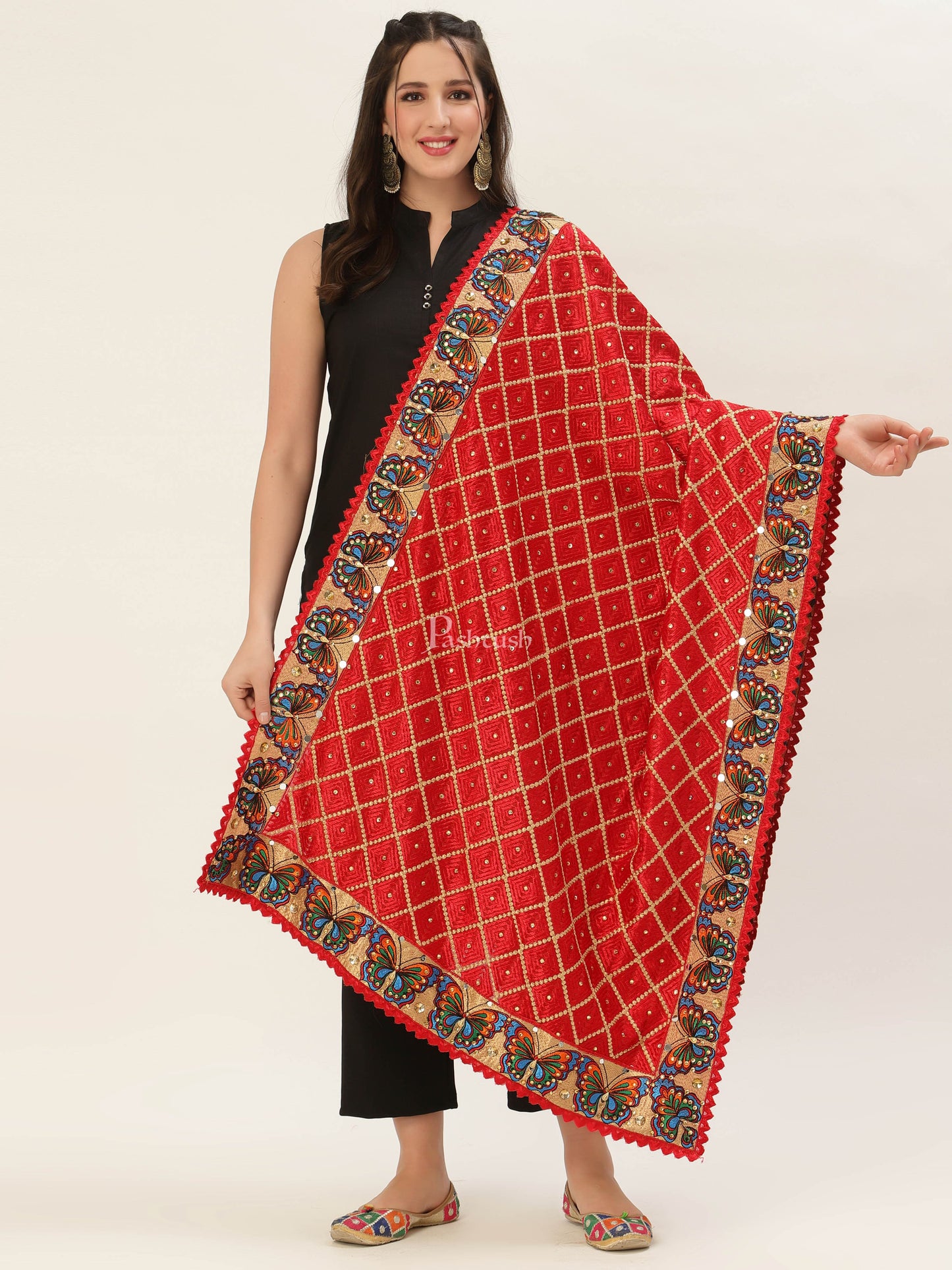 Pashtush India Womens Dupatta Pashtush Womens Phulkari Dupatta