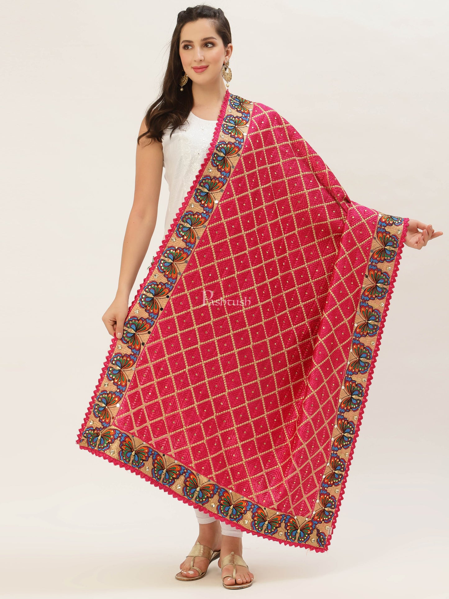 Pashtush India Womens Dupatta Pashtush Womens Phulkari Dupatta