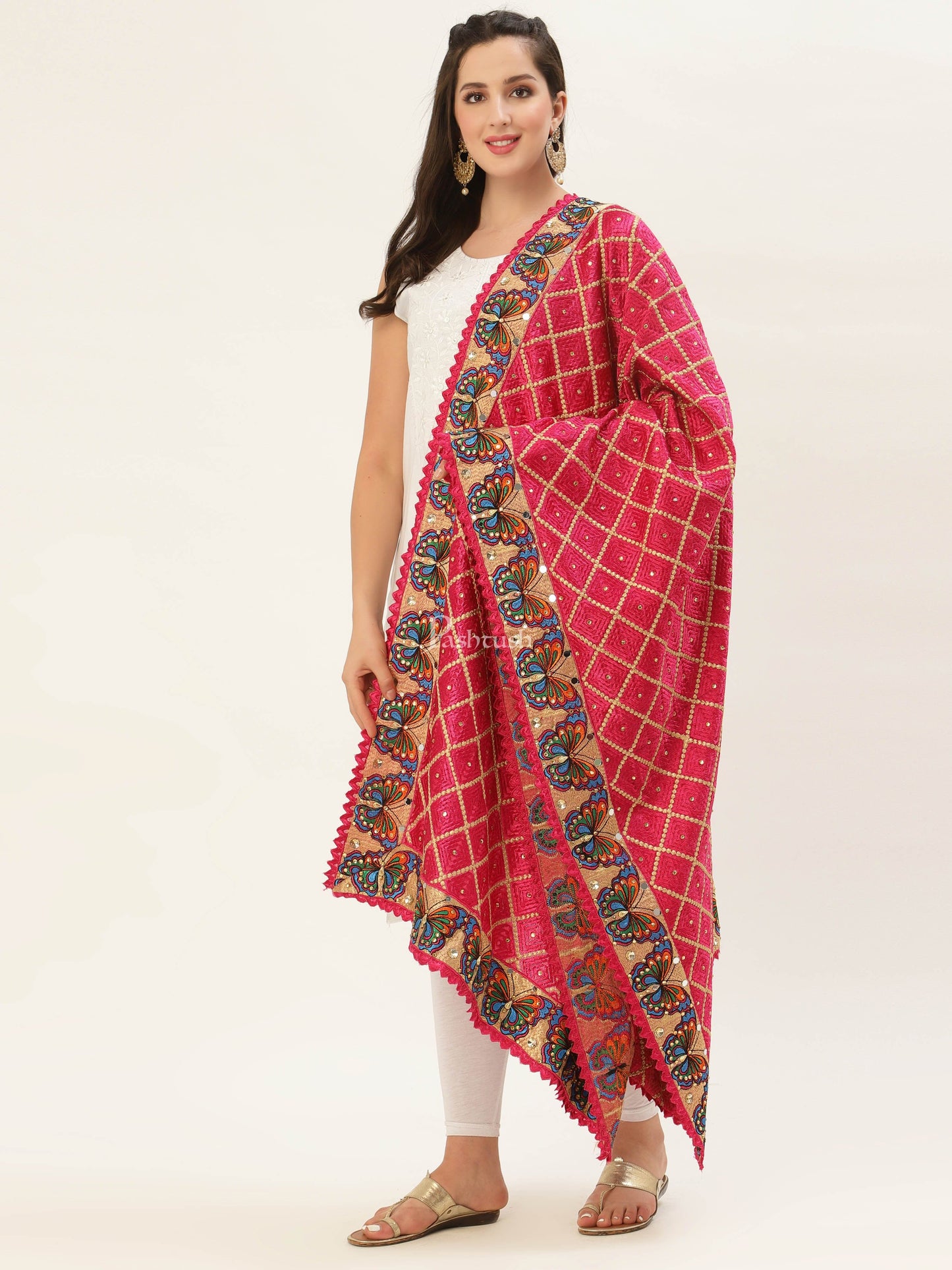 Pashtush India Womens Dupatta Pashtush Womens Phulkari Dupatta