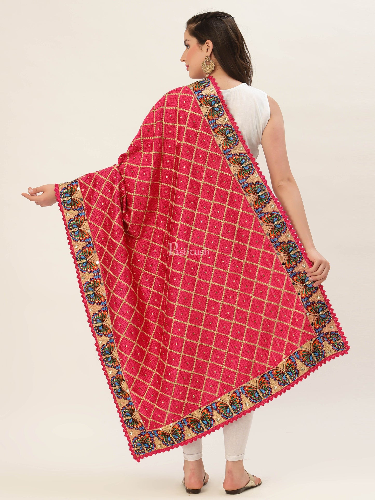 Pashtush India Womens Dupatta Pashtush Womens Phulkari Dupatta