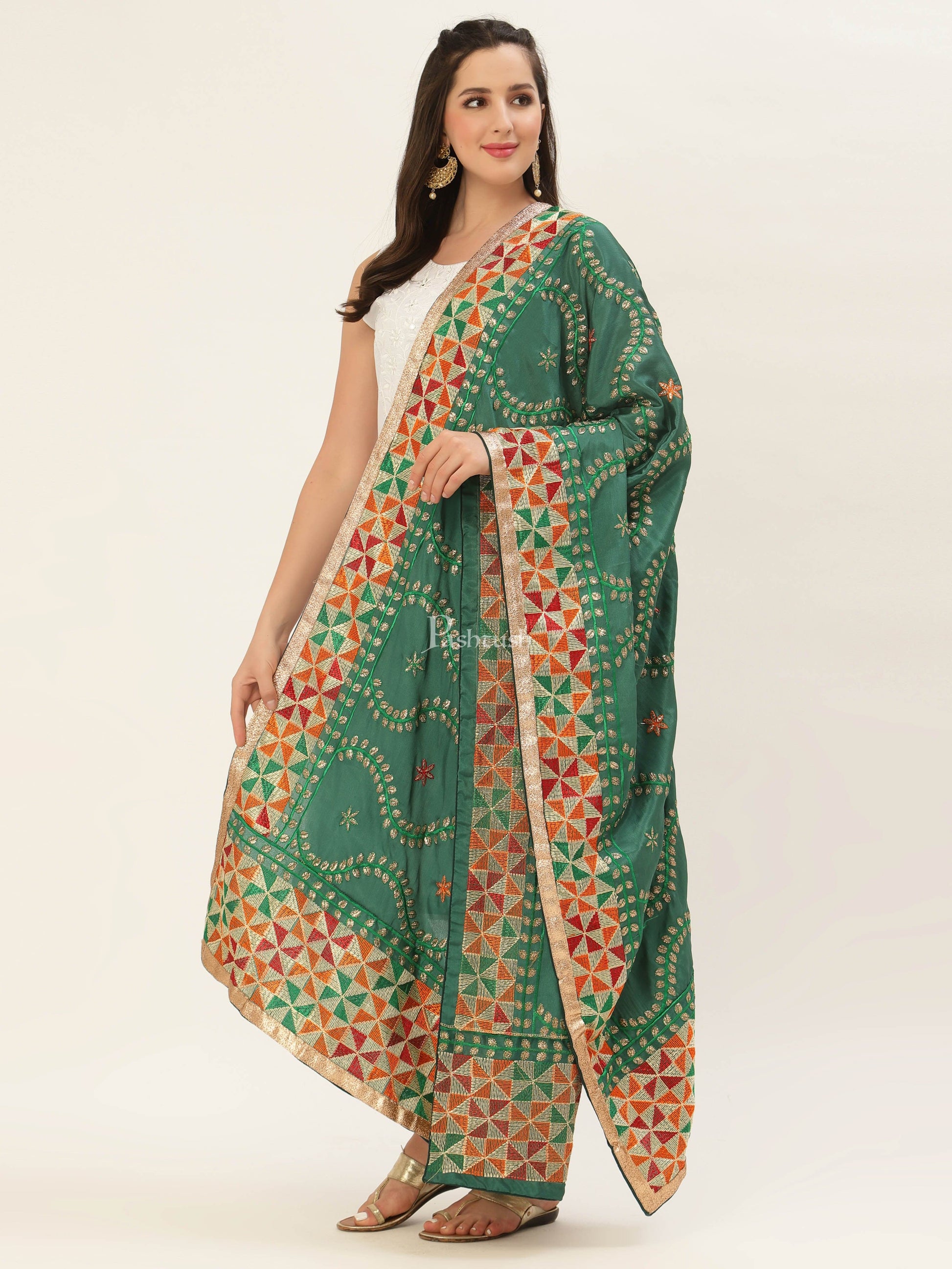 Pashtush India Womens Dupatta Pashtush Womens Phulkari Dupatta
