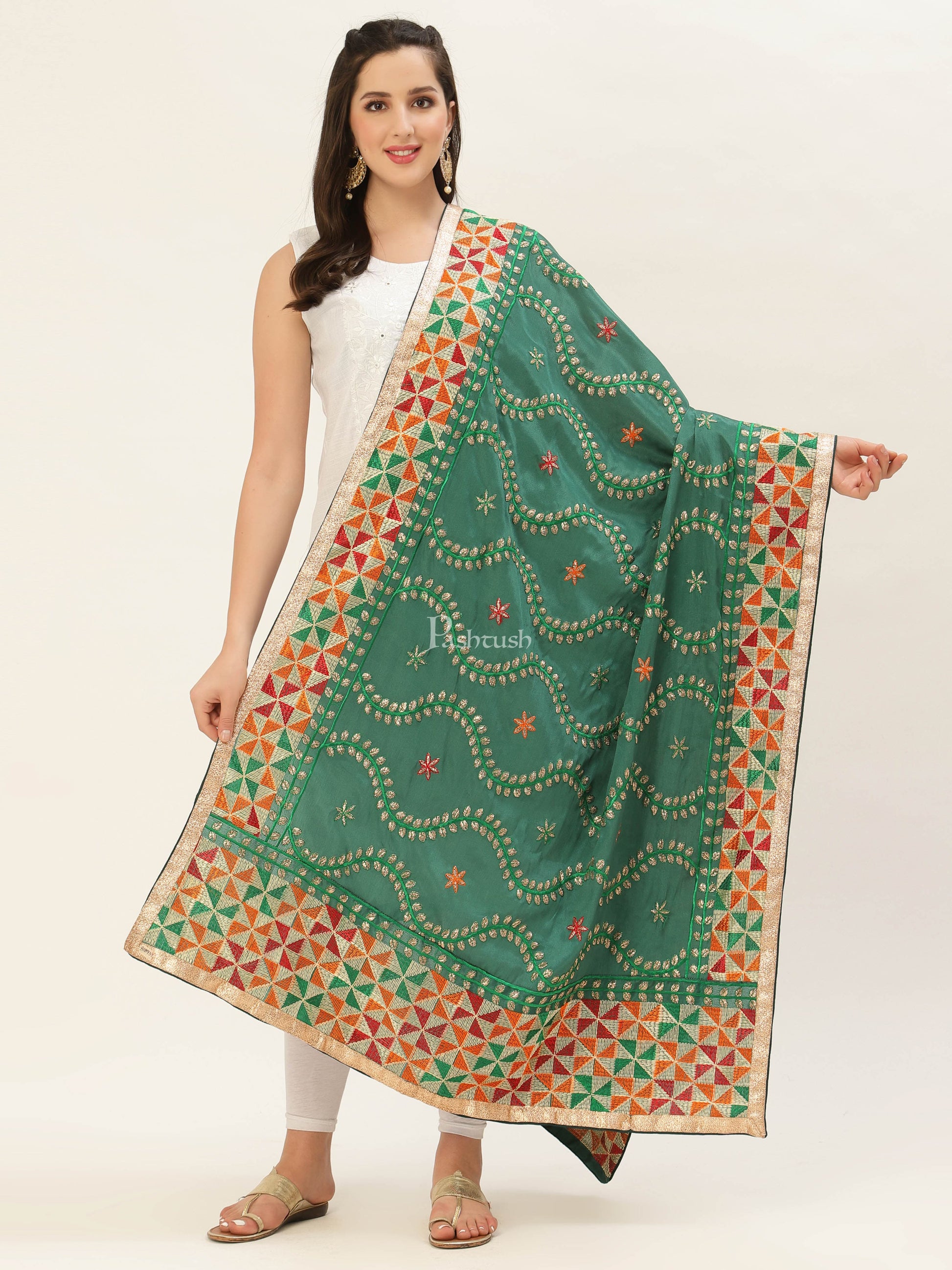 Pashtush India Womens Dupatta Pashtush Womens Phulkari Dupatta