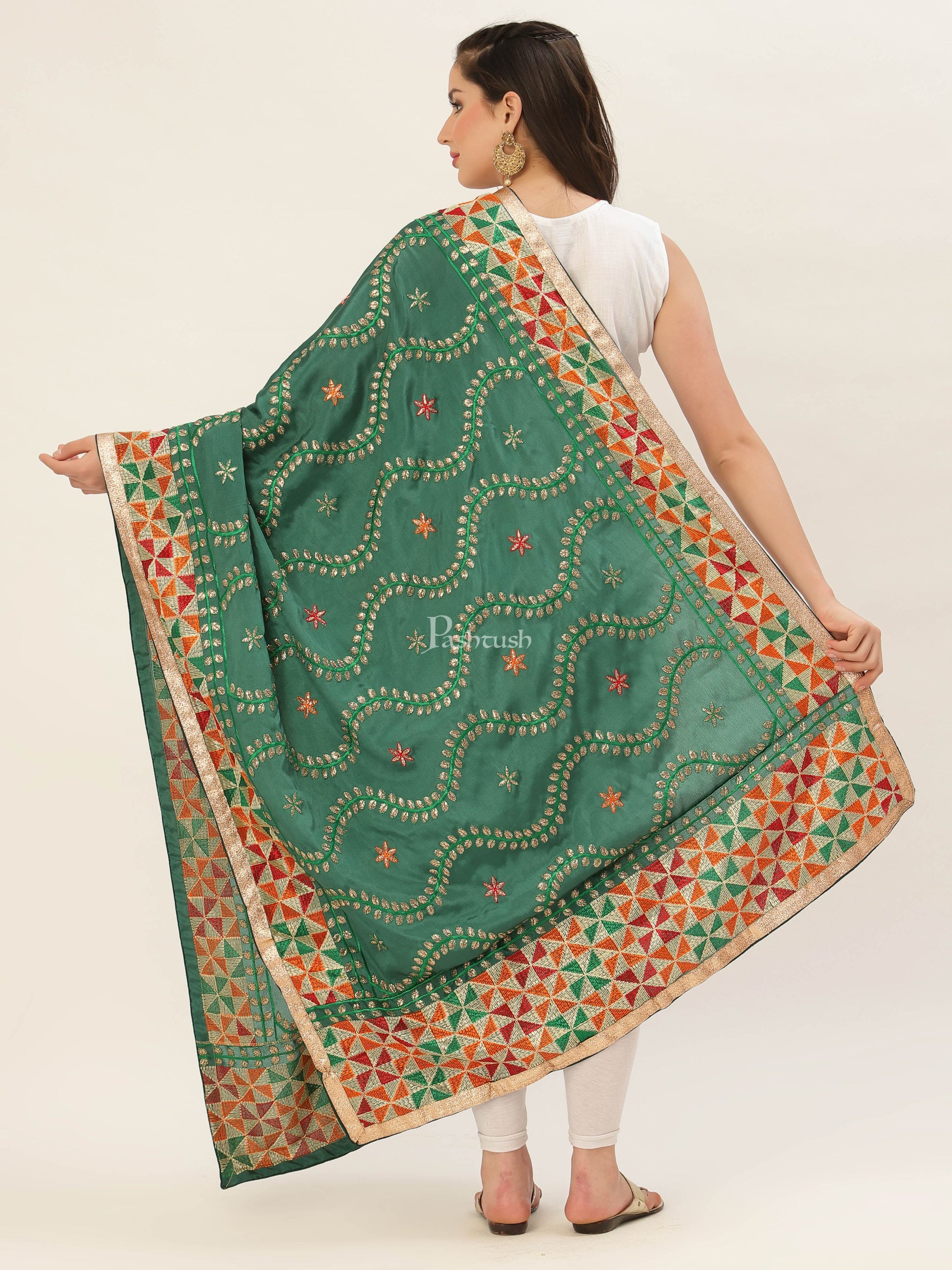 Pashtush India Womens Dupatta Pashtush Womens Phulkari Dupatta