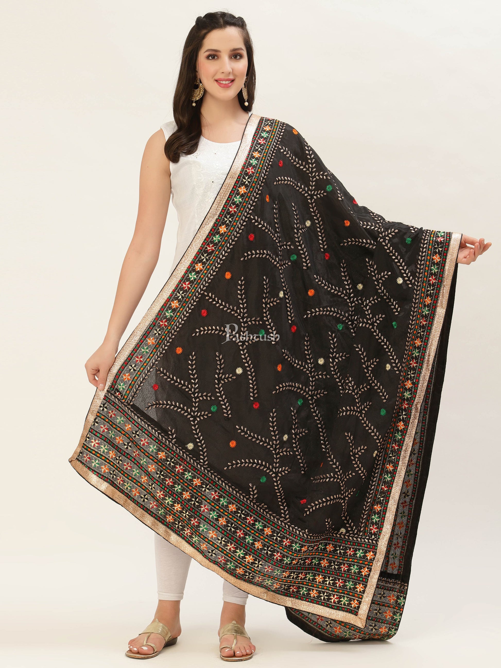 Pashtush India Womens Dupatta Pashtush Womens Phulkari Dupatta
