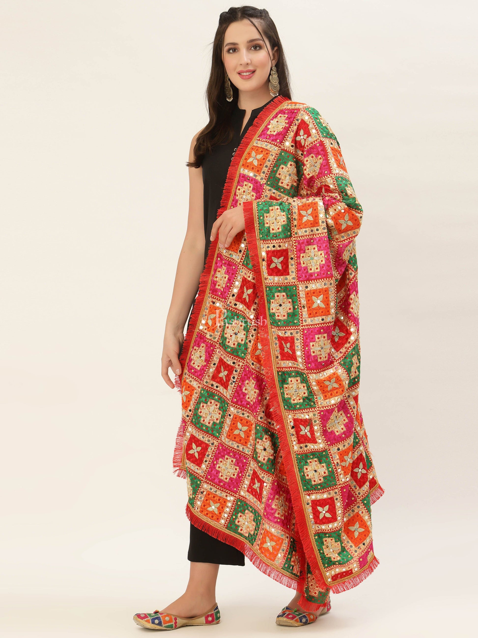 Pashtush India Womens Dupatta Pashtush Womens Phulkari Dupatta