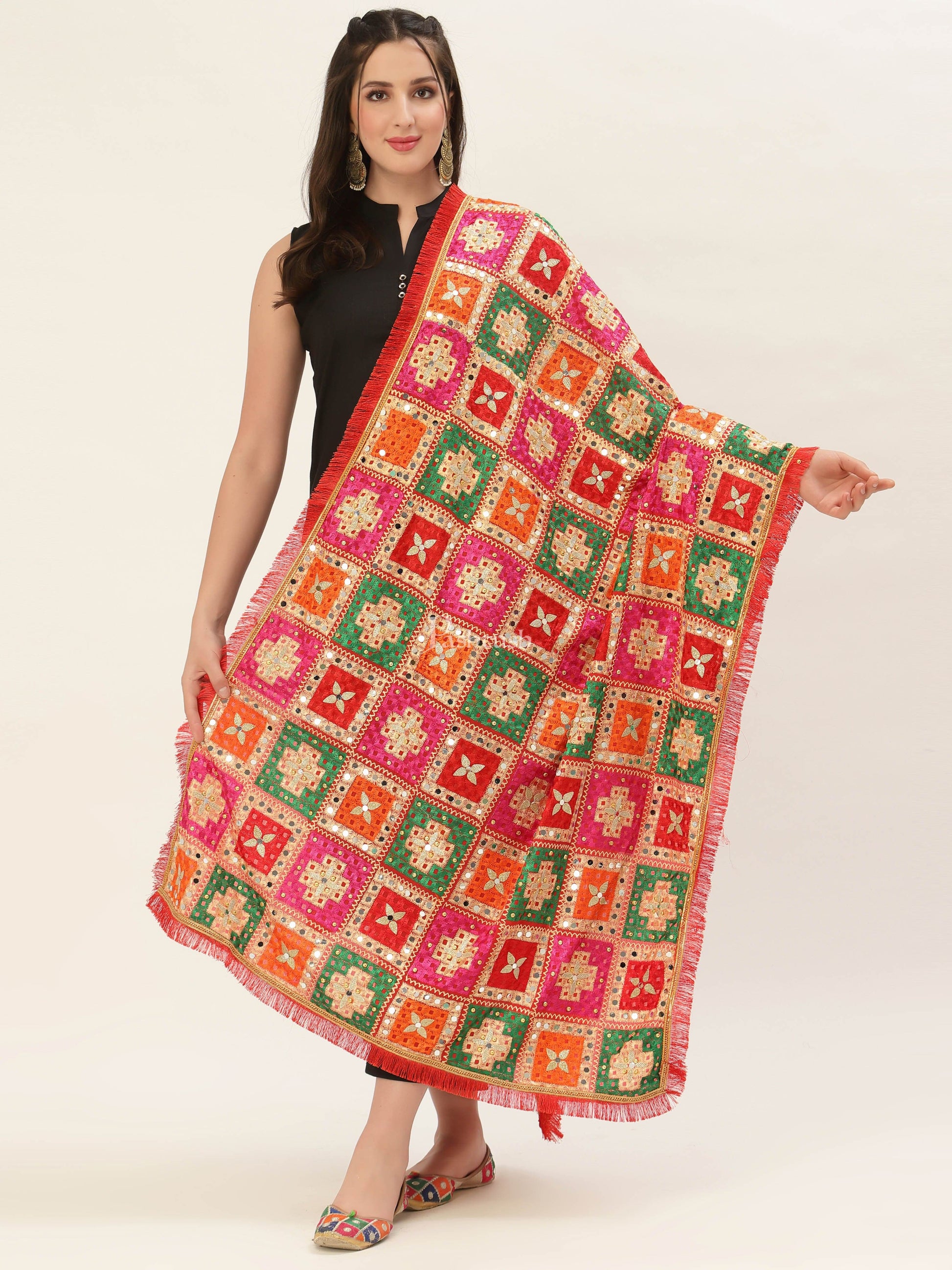 Pashtush India Womens Dupatta Pashtush Womens Phulkari Dupatta