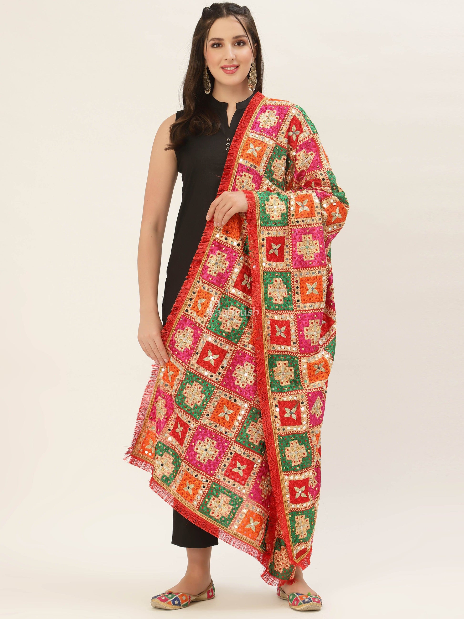 Pashtush India Womens Dupatta Pashtush Womens Phulkari Dupatta