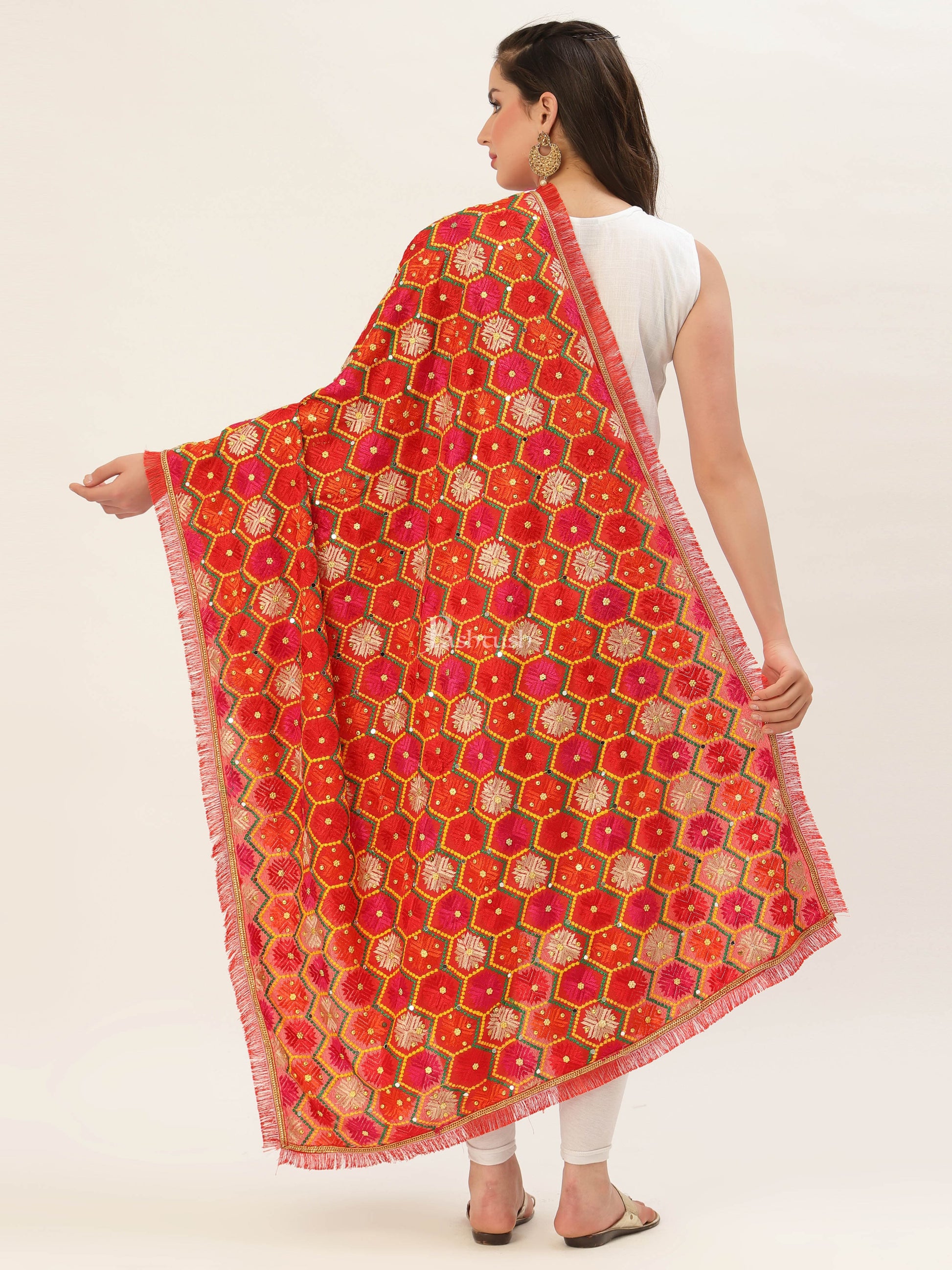 Pashtush India Womens Dupatta Pashtush Womens Phulkari Dupatta