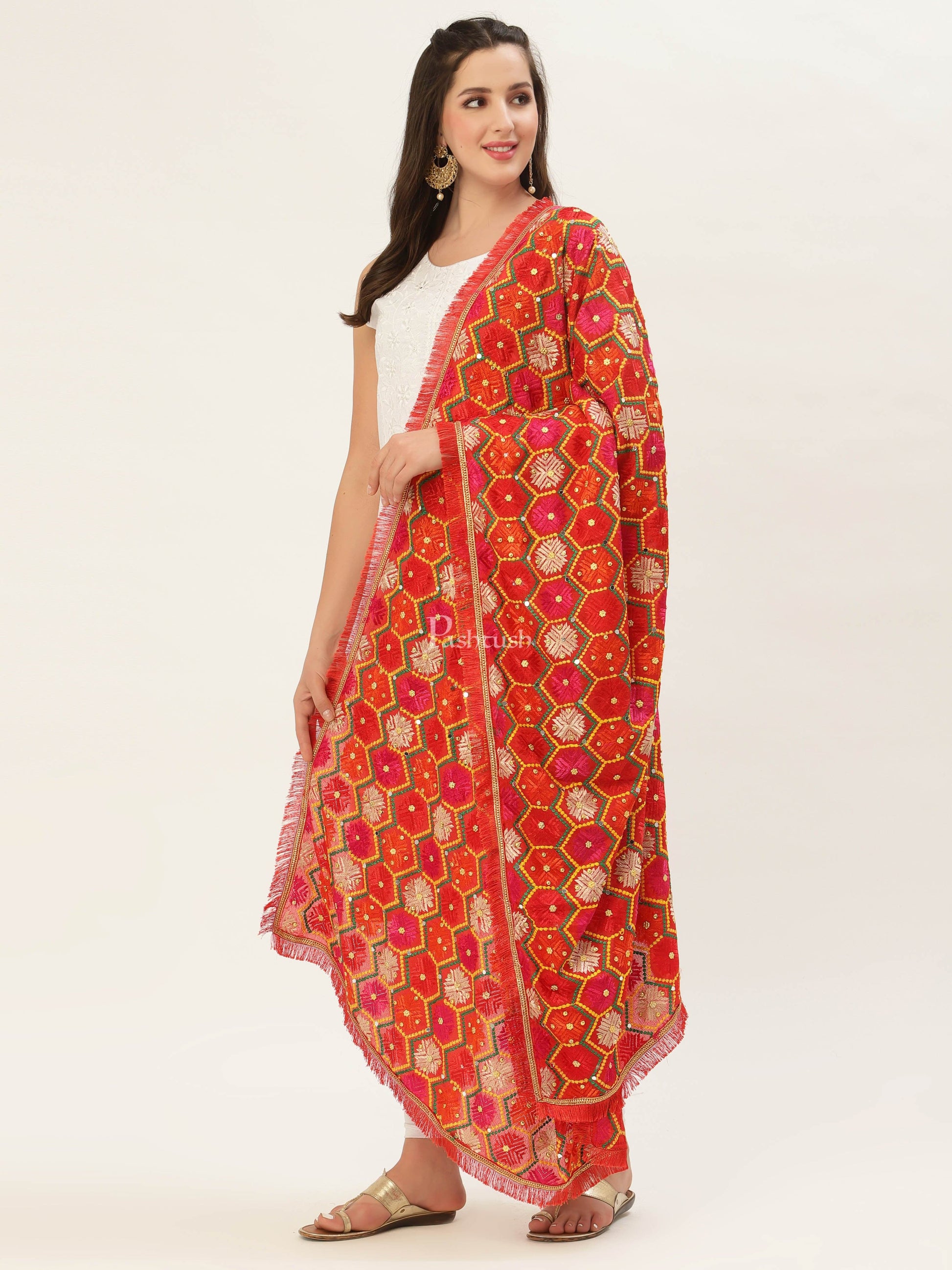 Pashtush India Womens Dupatta Pashtush Womens Phulkari Dupatta