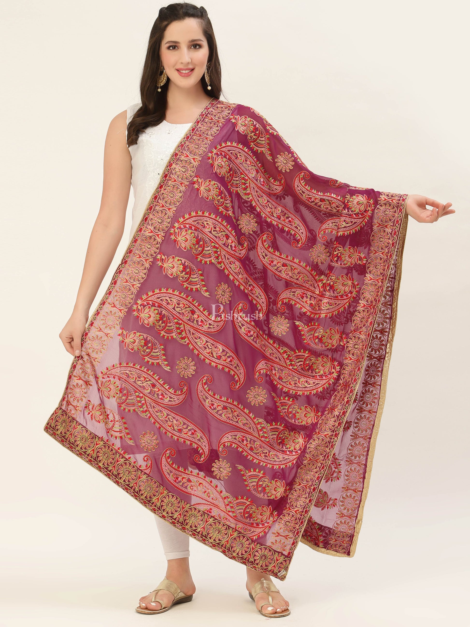 Pashtush India Womens Dupatta Pashtush Womens Phulkari Dupatta