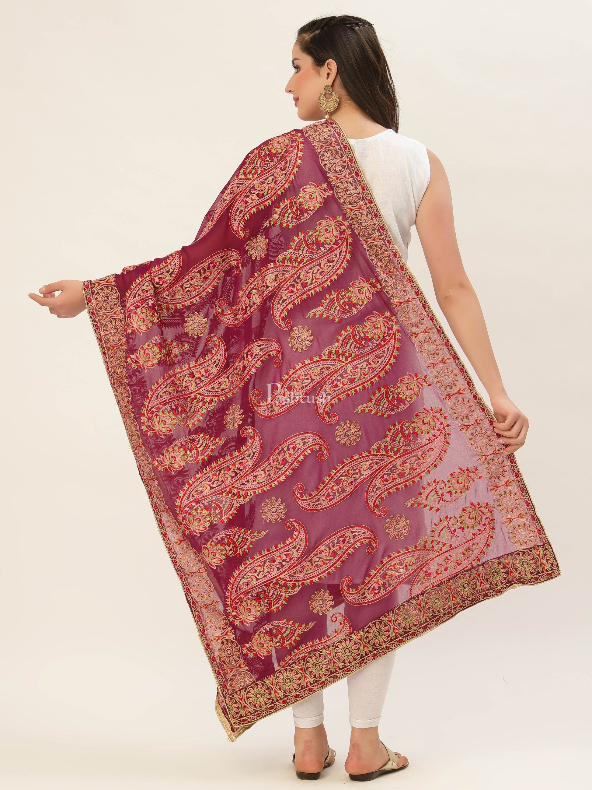 Pashtush India Womens Dupatta Pashtush Womens Phulkari Dupatta