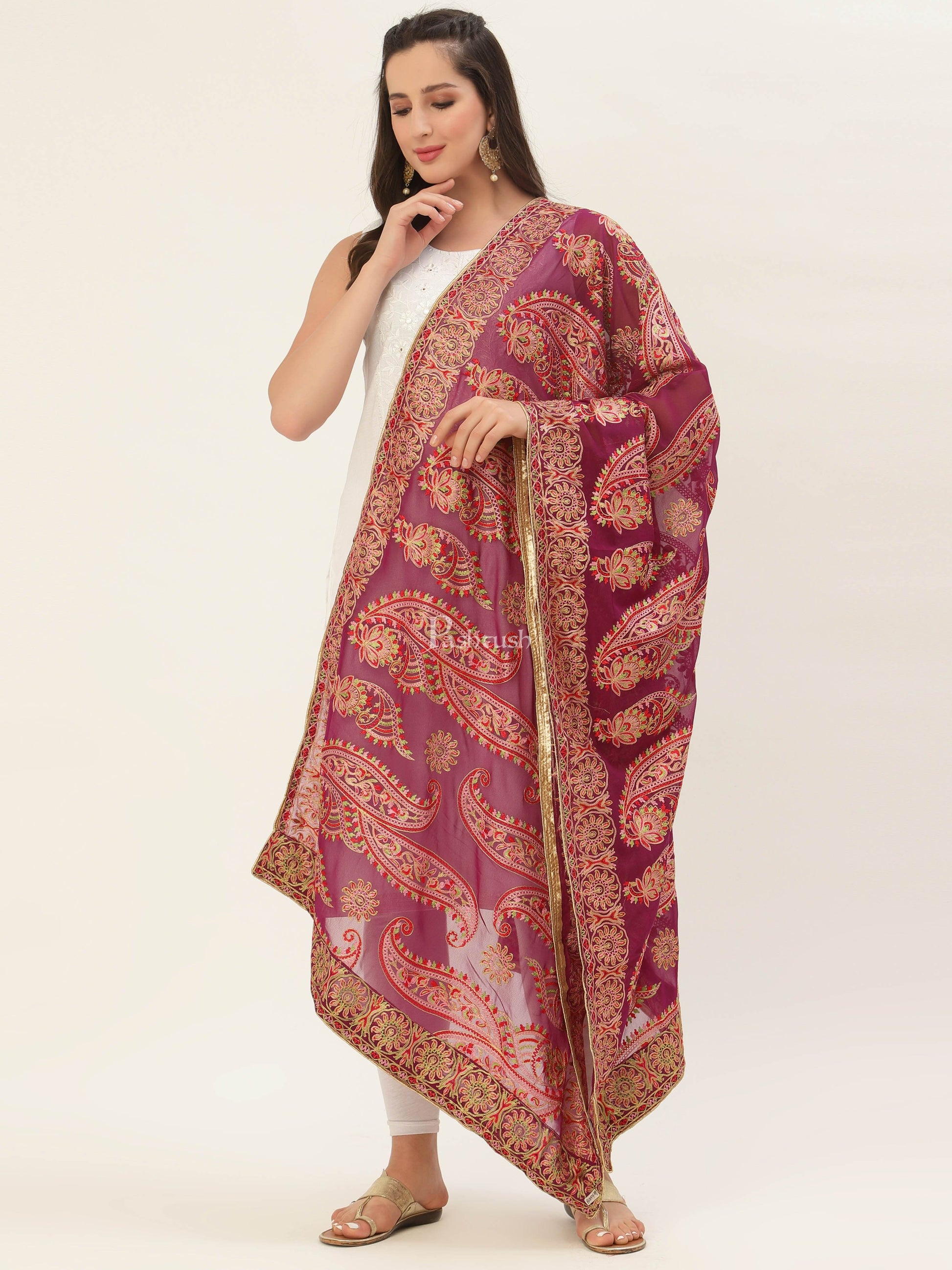 Pashtush India Womens Dupatta Pashtush Womens Phulkari Dupatta