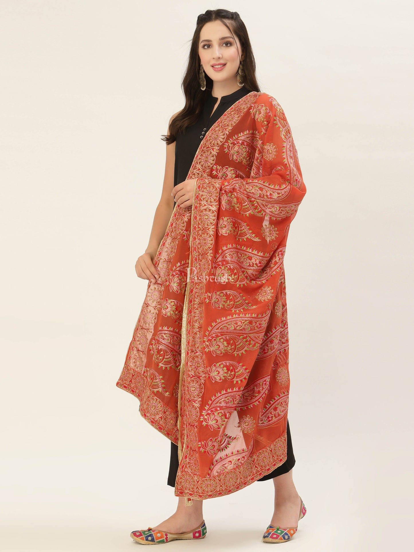 Pashtush India Womens Dupatta Pashtush Womens Phulkari Dupatta
