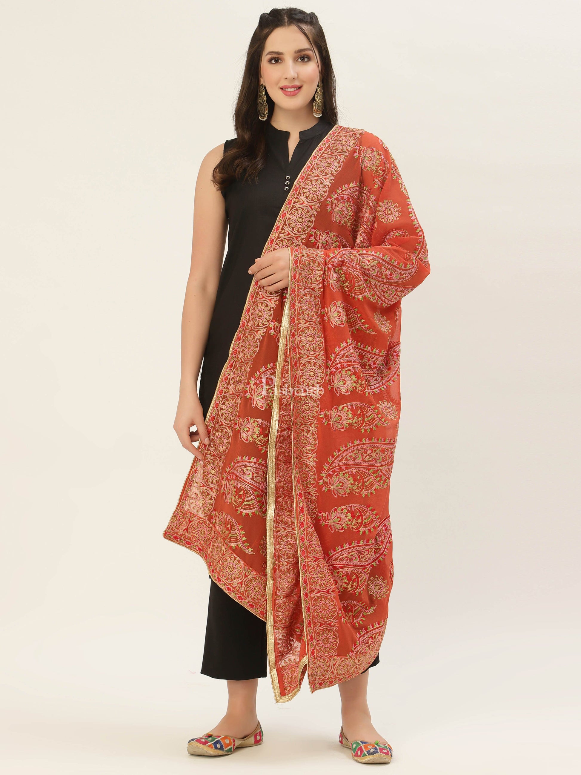 Pashtush India Womens Dupatta Pashtush Womens Phulkari Dupatta