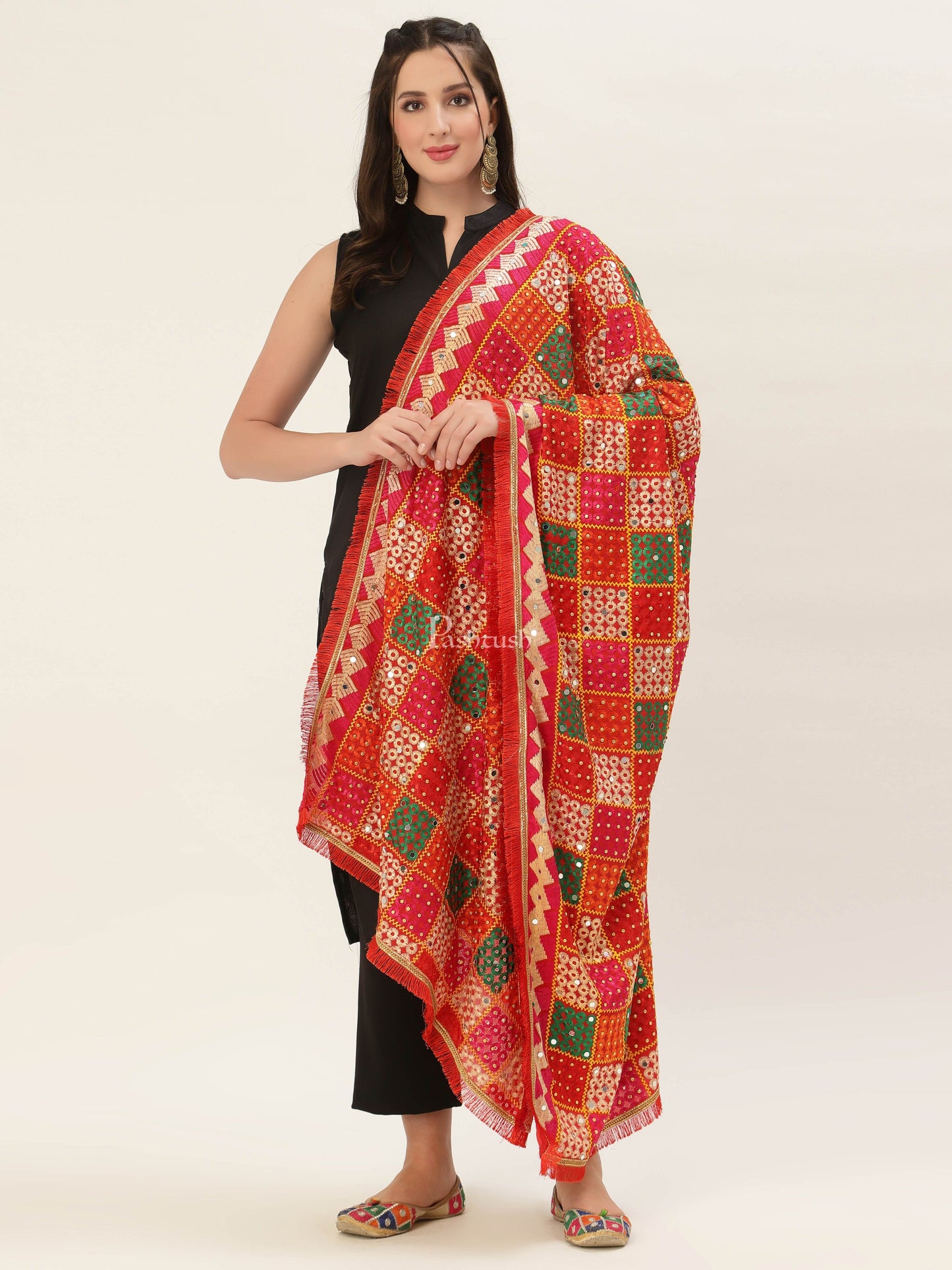 Pashtush India Womens Dupatta Pashtush Womens Phulkari Dupatta